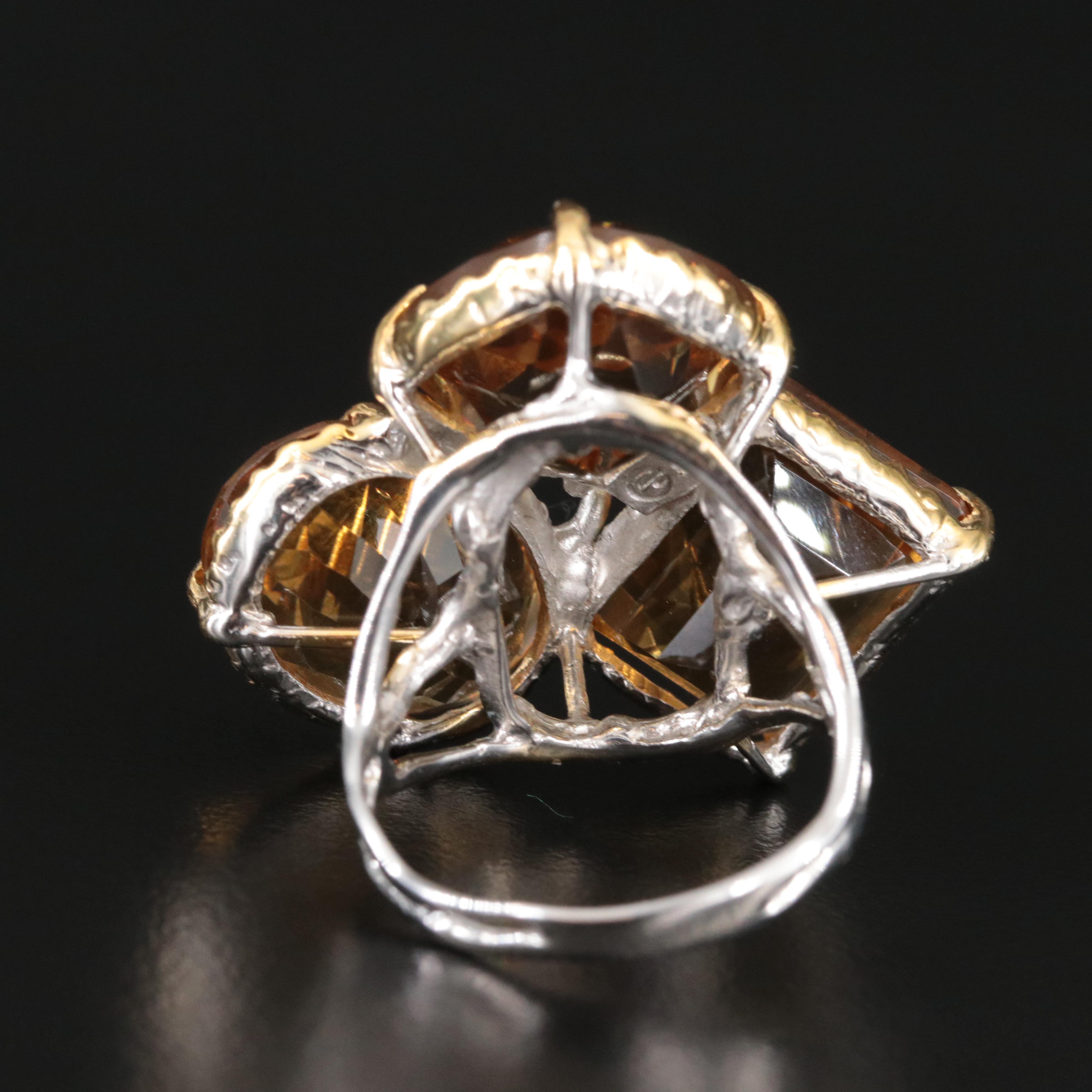 Sterling Citrine Ring with a Dragonfly Accent