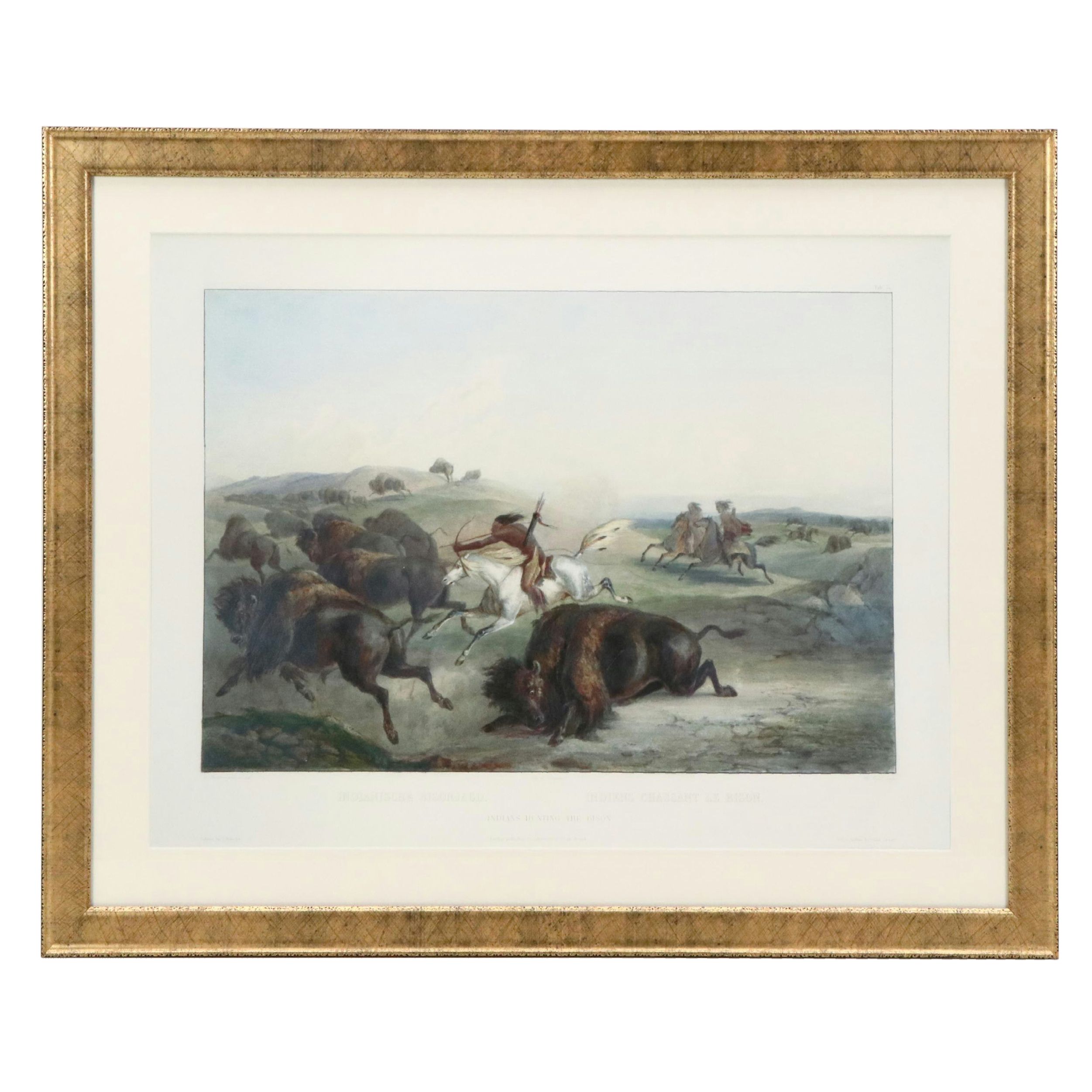 After Karl Bodmer Lithograph "Indians Hunting the Bison," 20th Century