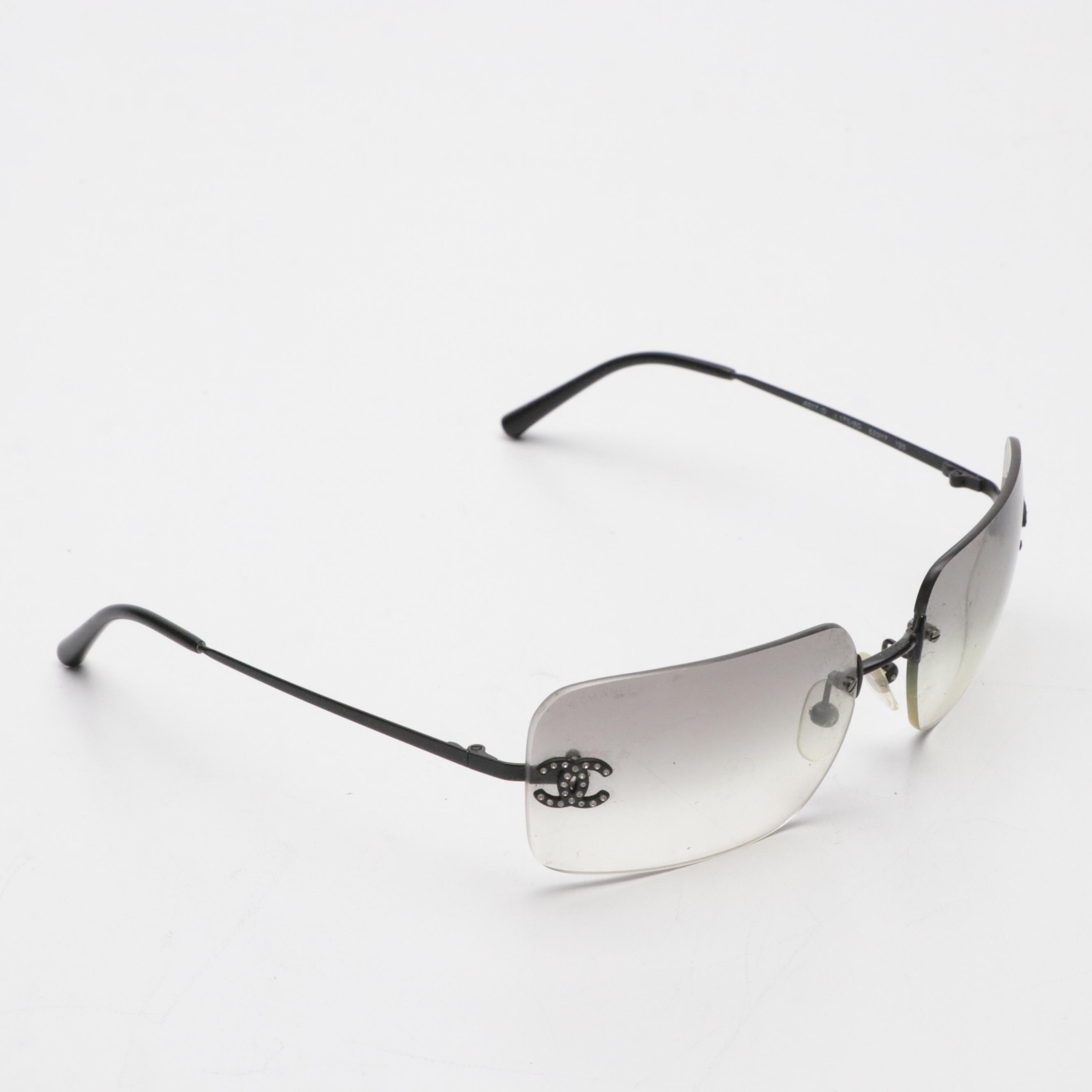Chanel 4017-D c.170/8G Embellished CC Rectangular Rimless Sunglasses