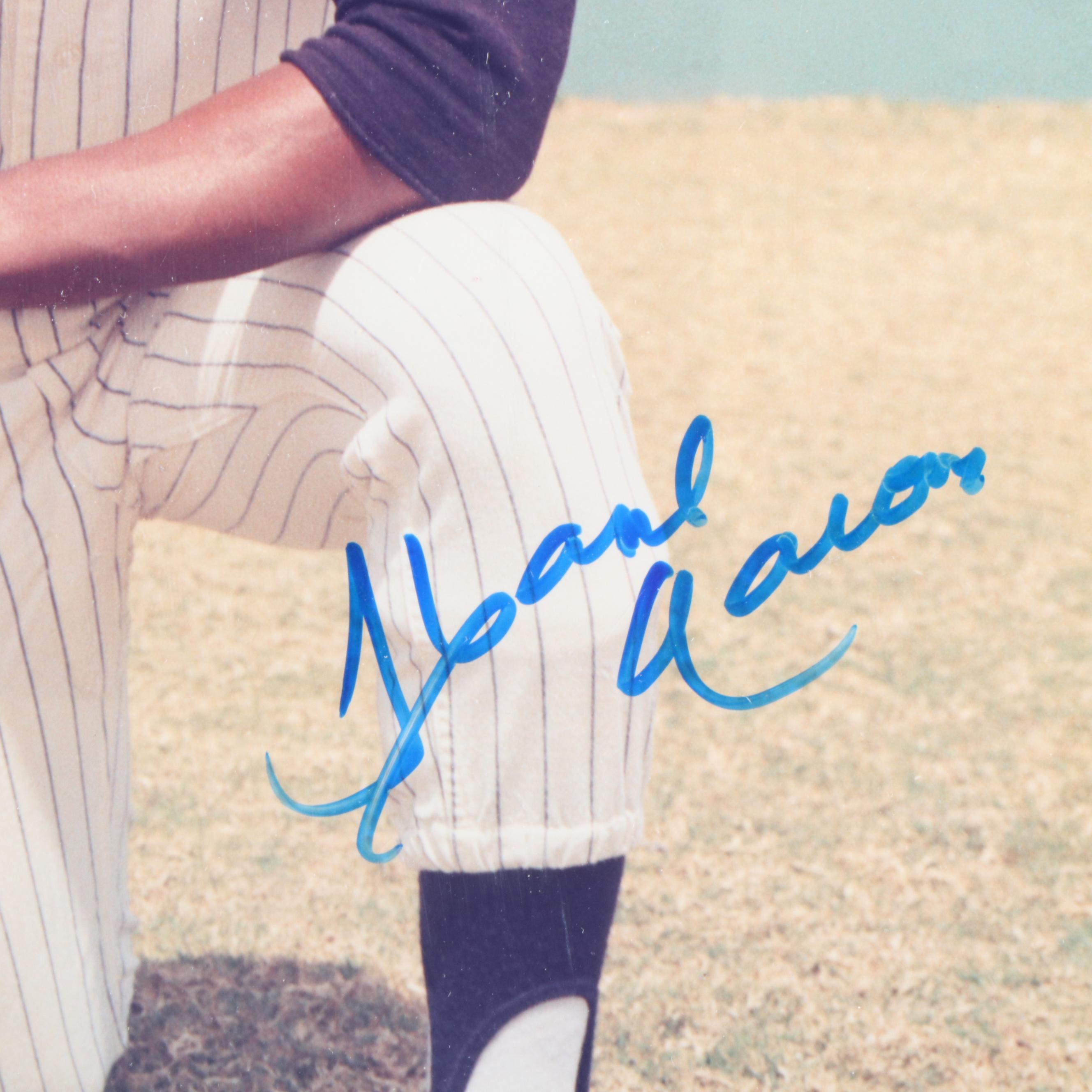 Hank Aaron Signed Atlanta Braves Baseball Print, JSA