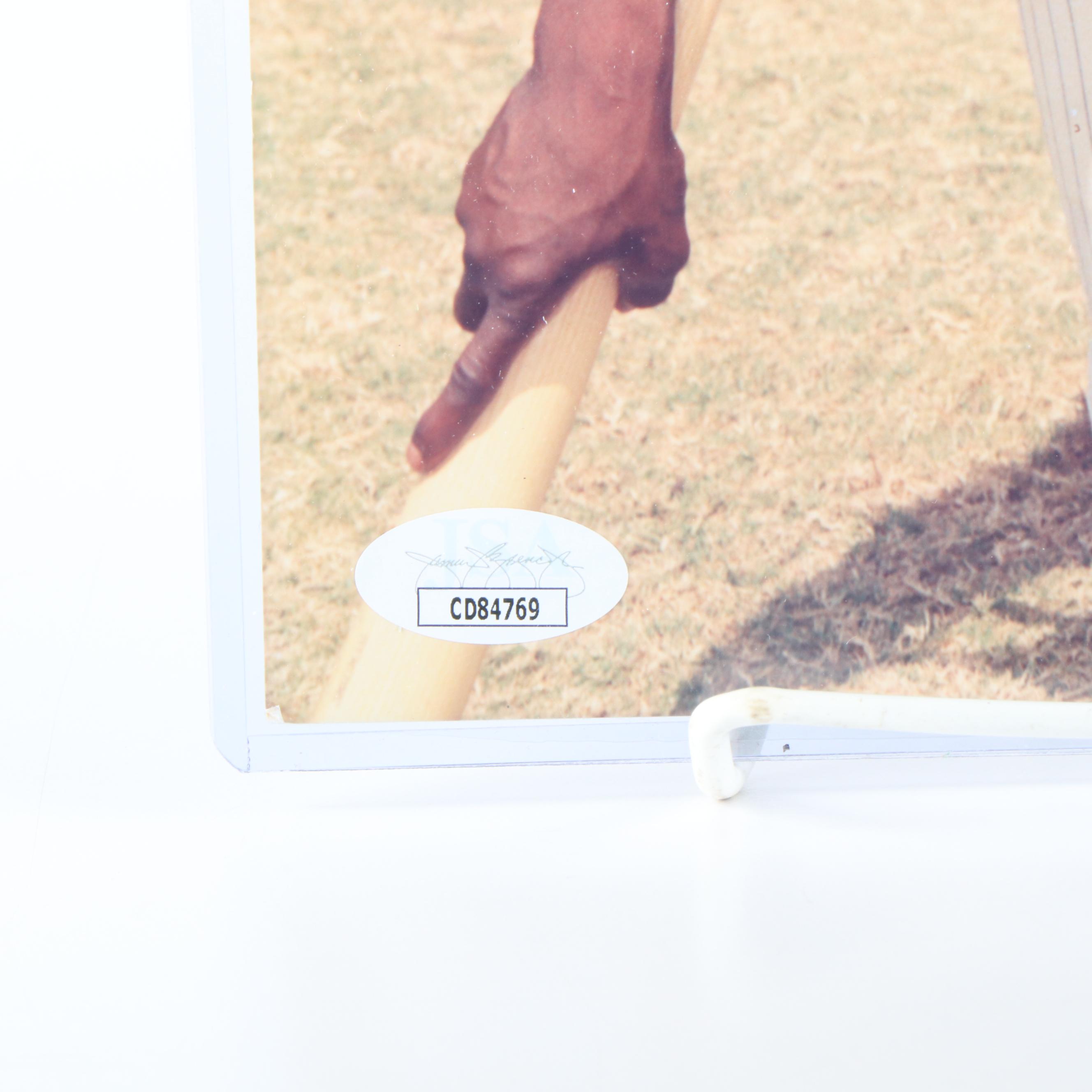 Hank Aaron Signed Atlanta Braves Baseball Print, JSA