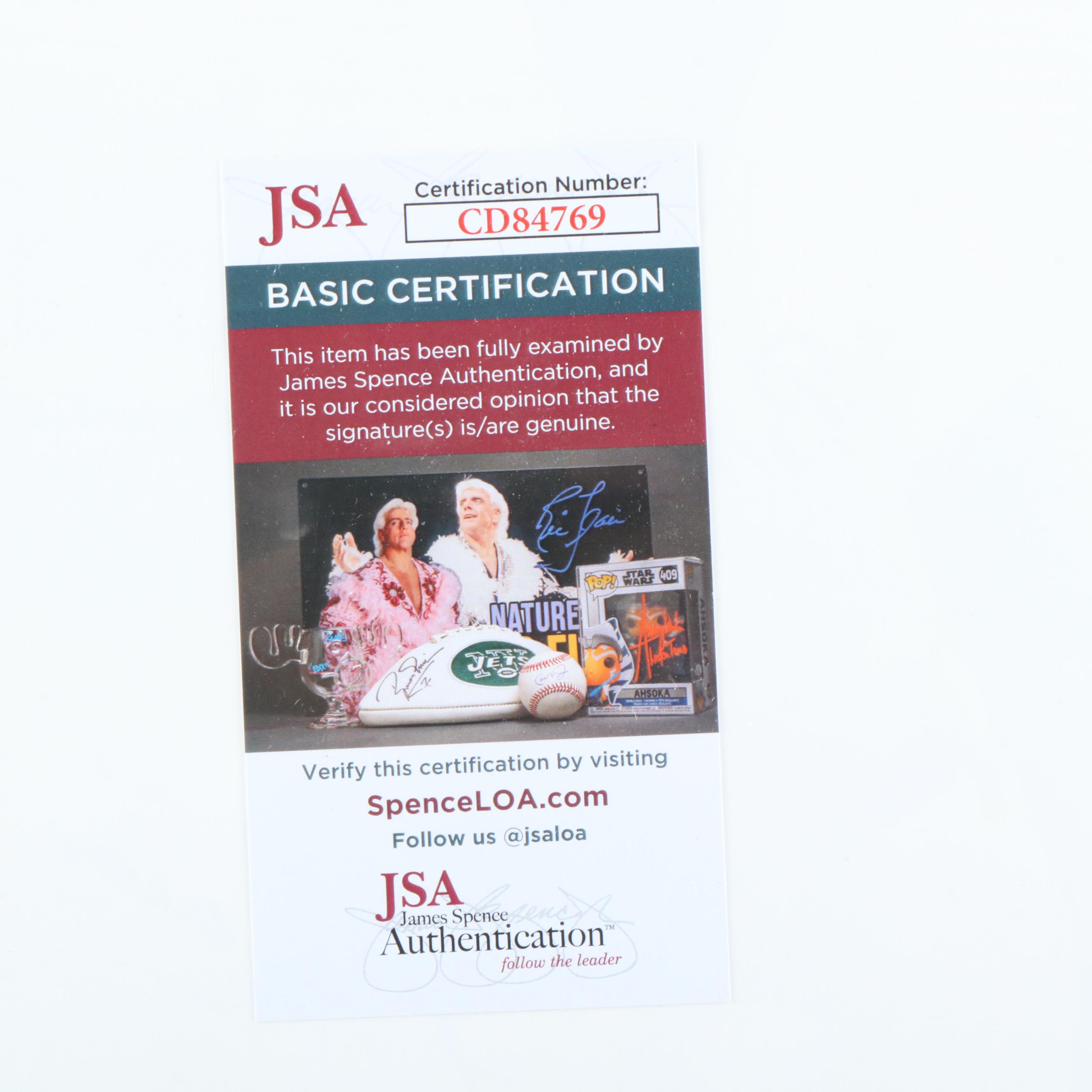 Hank Aaron Signed Atlanta Braves Baseball Print, JSA