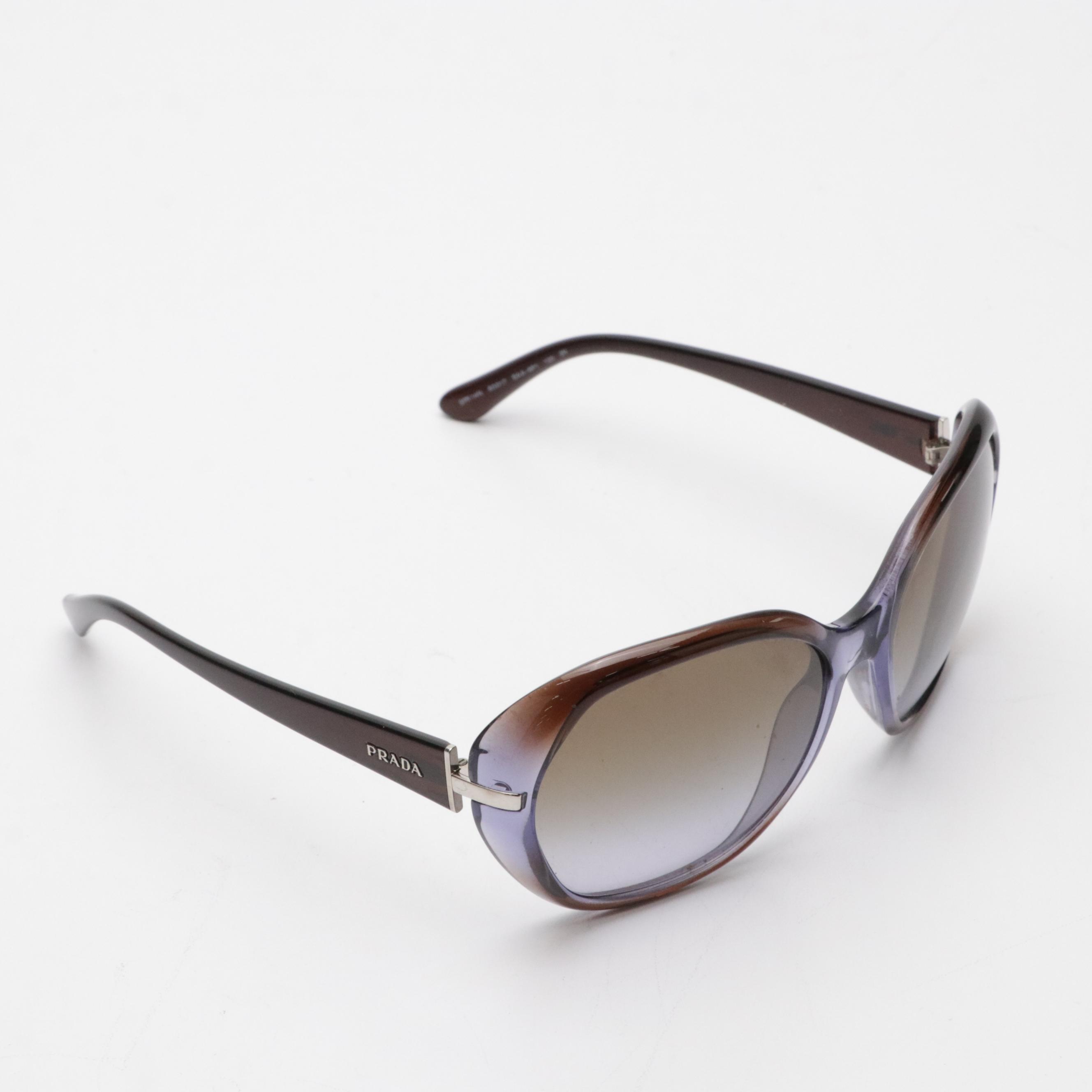Prada SPR 14N EAA-6P1 Violet/Brown Round Sunglasses