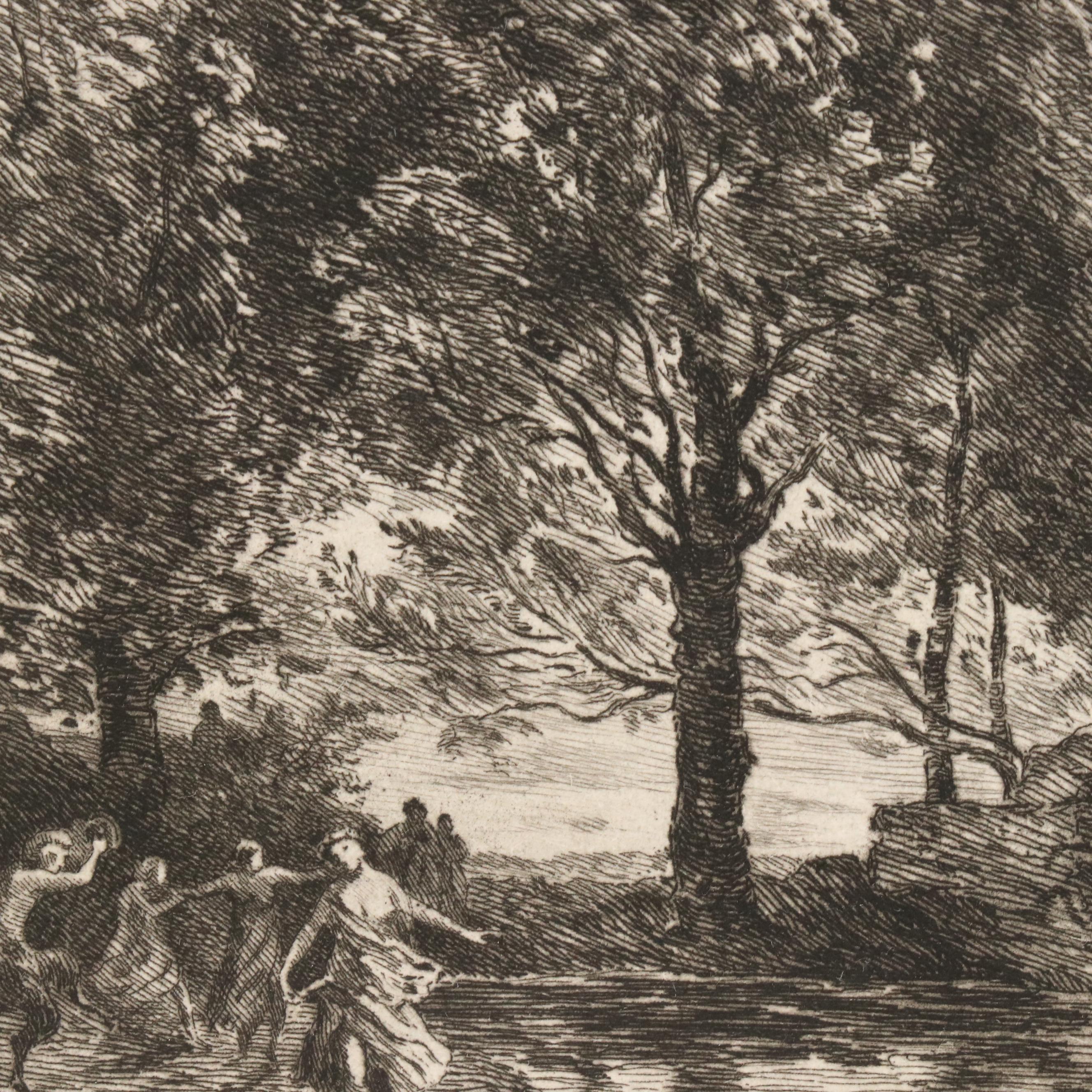 Intaglio Set Including Etching F. S. Church "The Mermaid," 1888