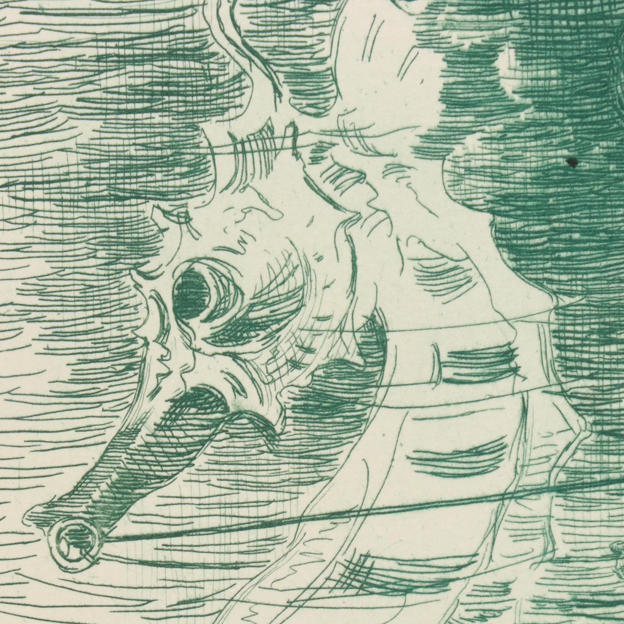 Intaglio Set Including Etching F. S. Church "The Mermaid," 1888