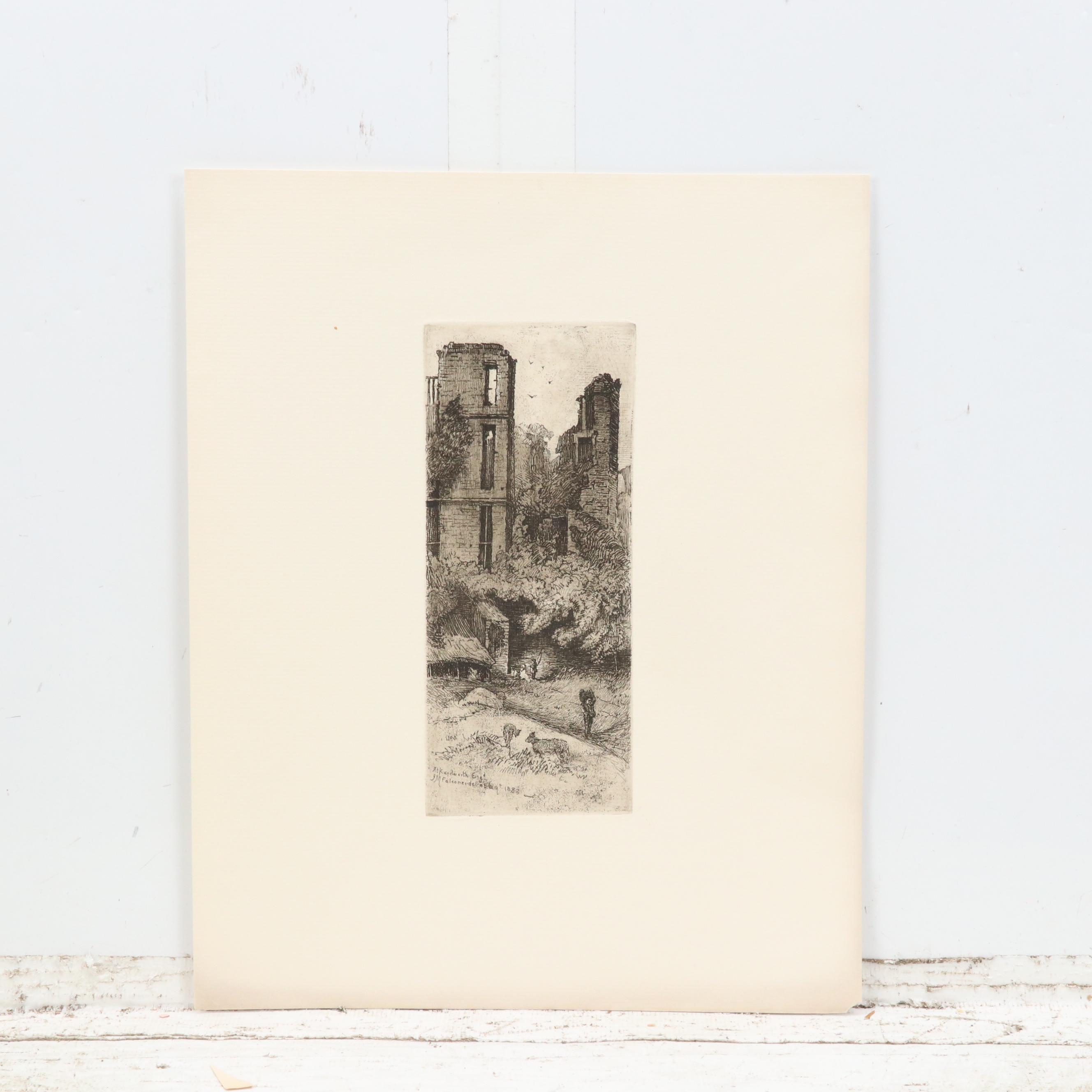 Intaglio Set Including Etching F. S. Church "The Mermaid," 1888