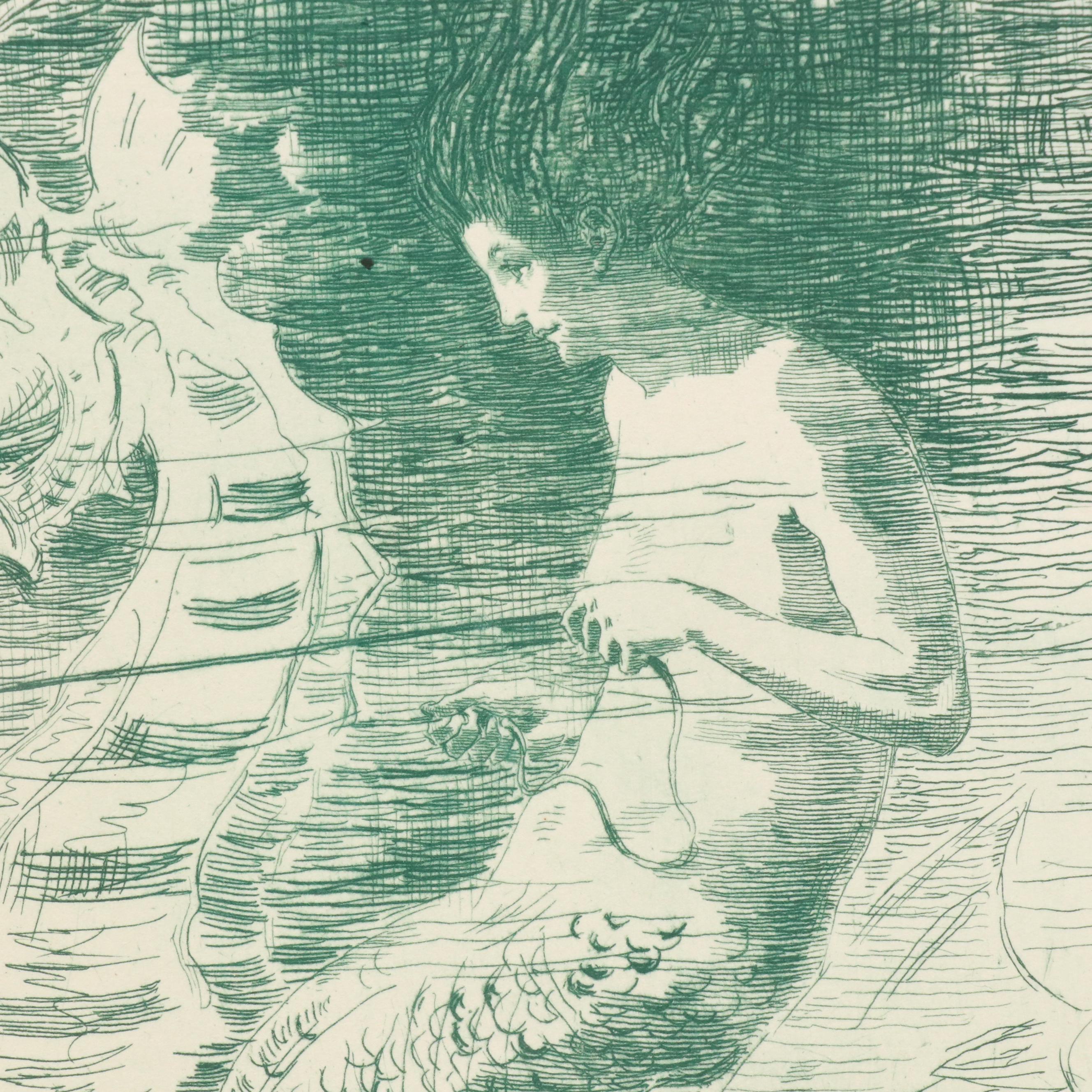 Intaglio Set Including Etching F. S. Church "The Mermaid," 1888