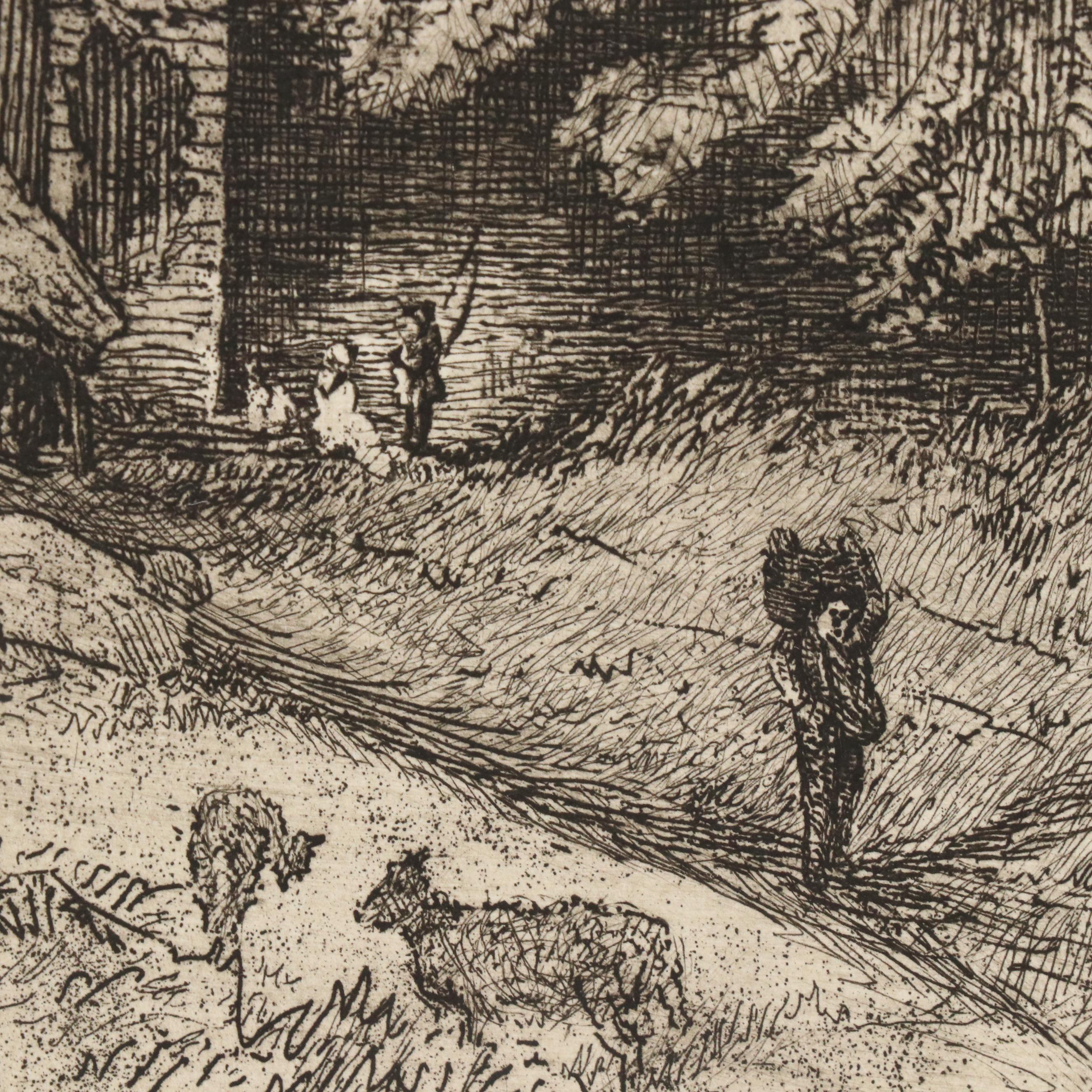 Intaglio Set Including Etching F. S. Church "The Mermaid," 1888