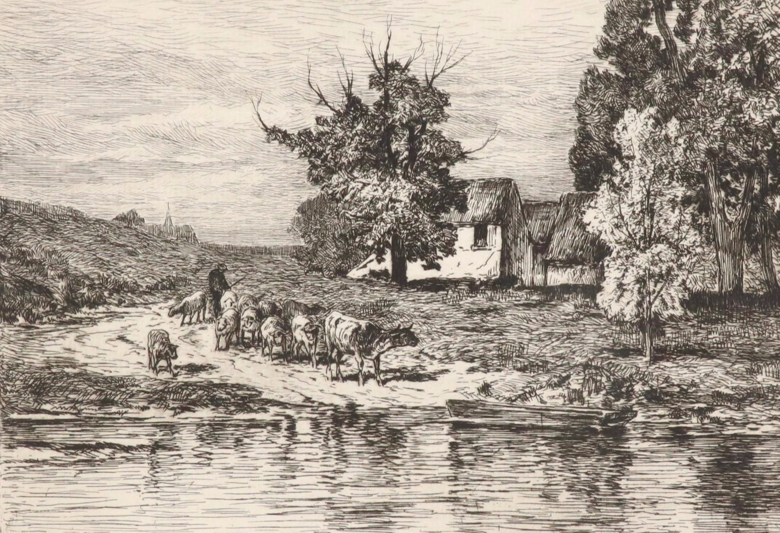 Intaglio Set Including Etching F. S. Church "The Mermaid," 1888