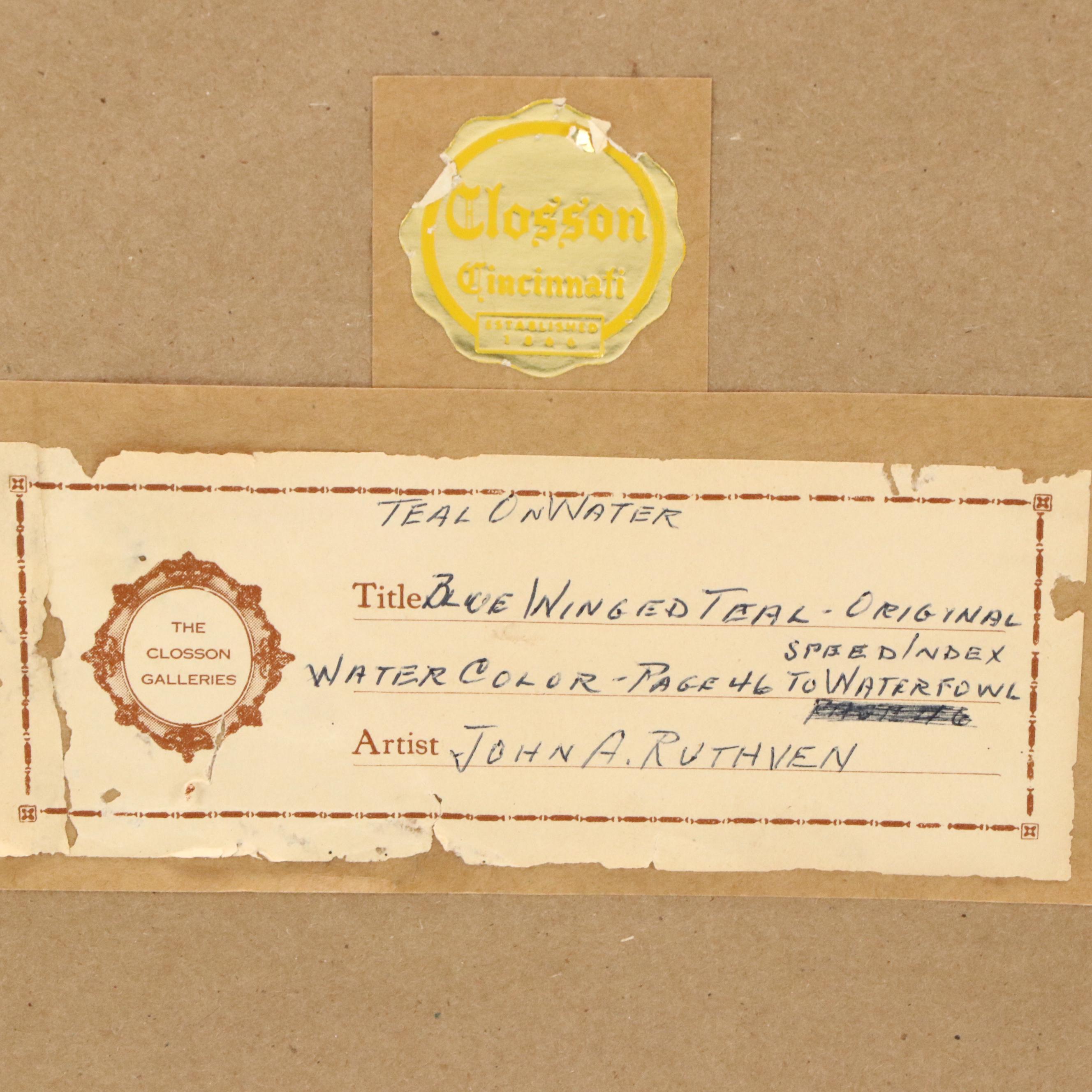 John A. Ruthven Watercolor 