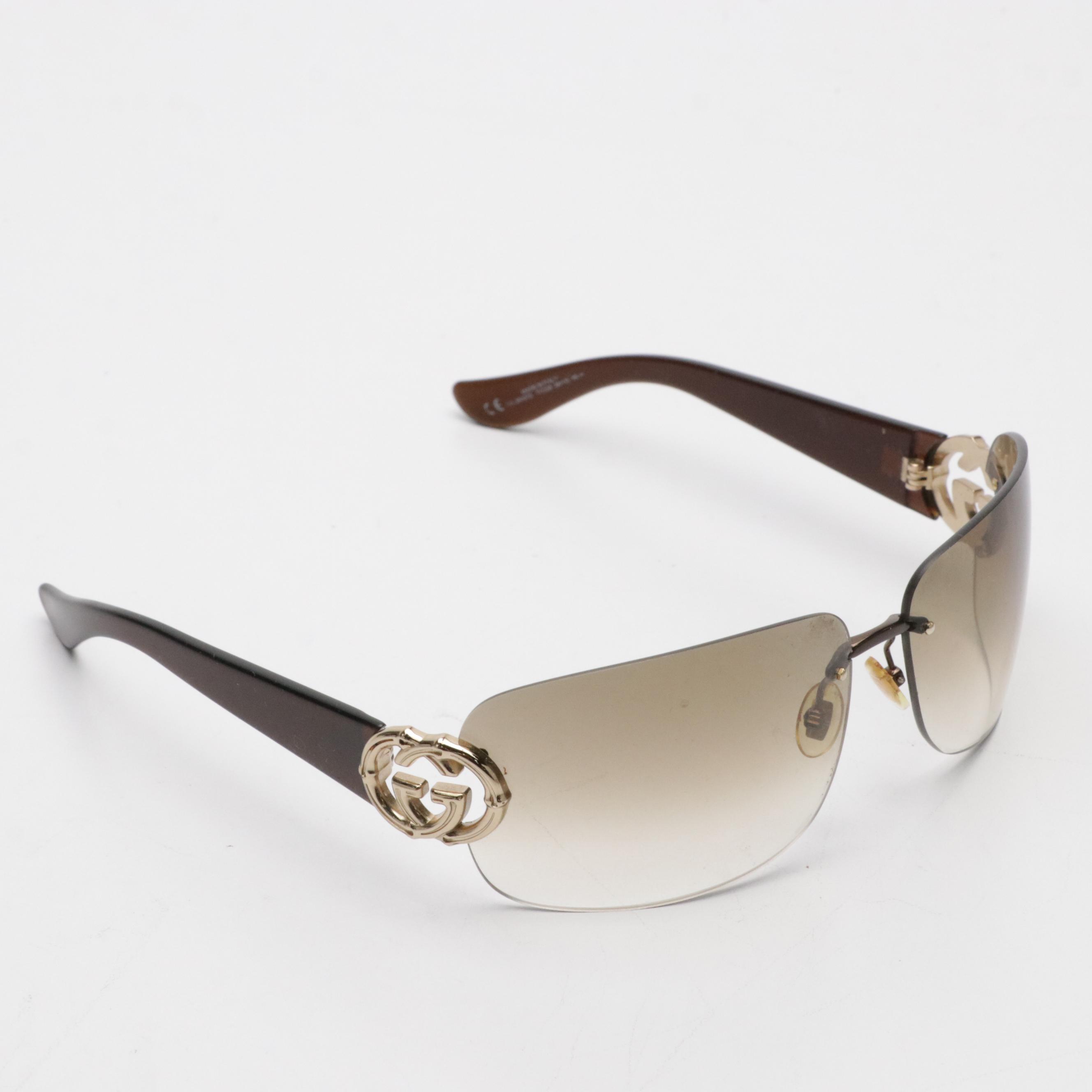 Gucci GG2833/S Gradient Lens Rimless Sunglasses with Case