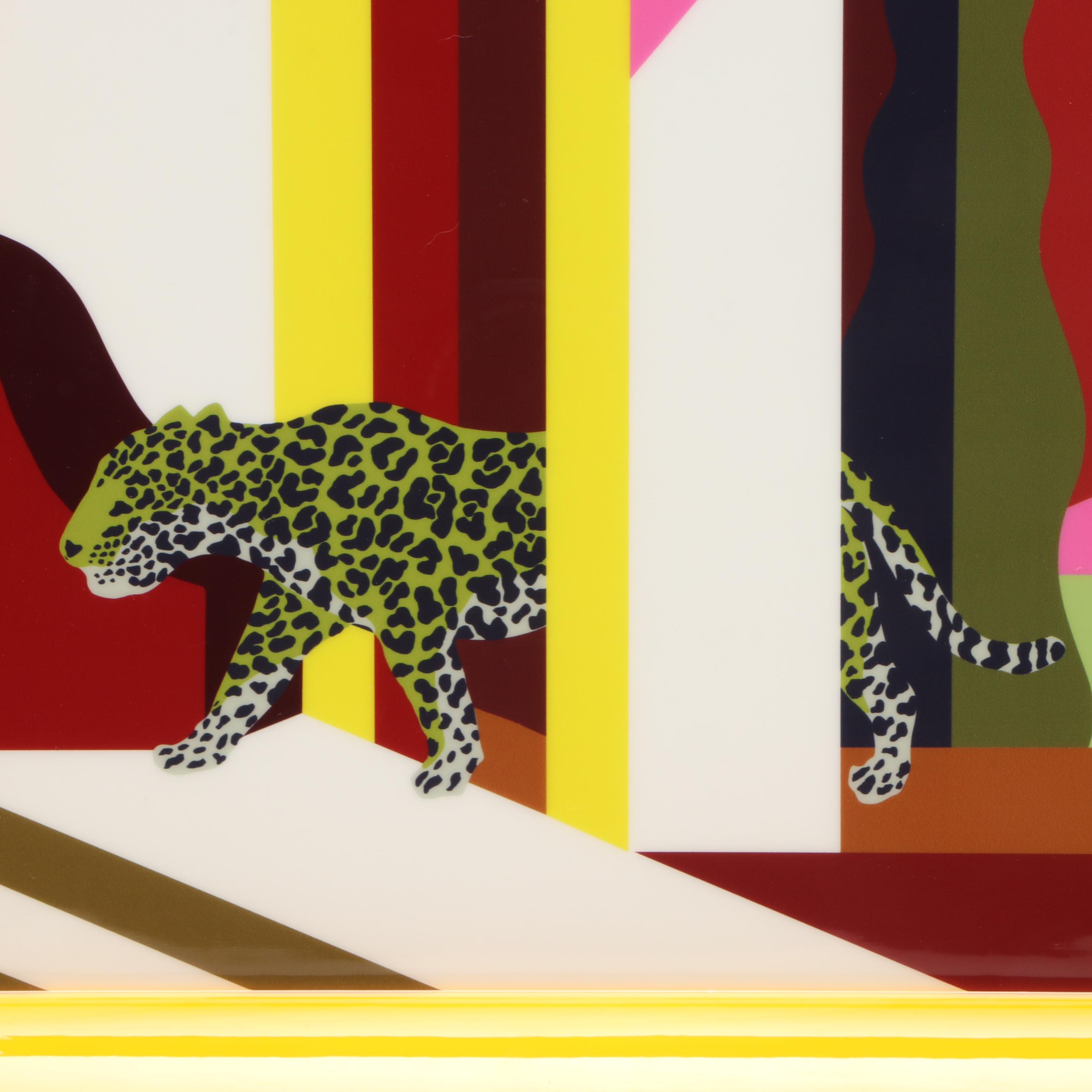 Hermès "Jaguar dans un Jardin Mexicain" Hand-Painted Lacquered Wood Tray