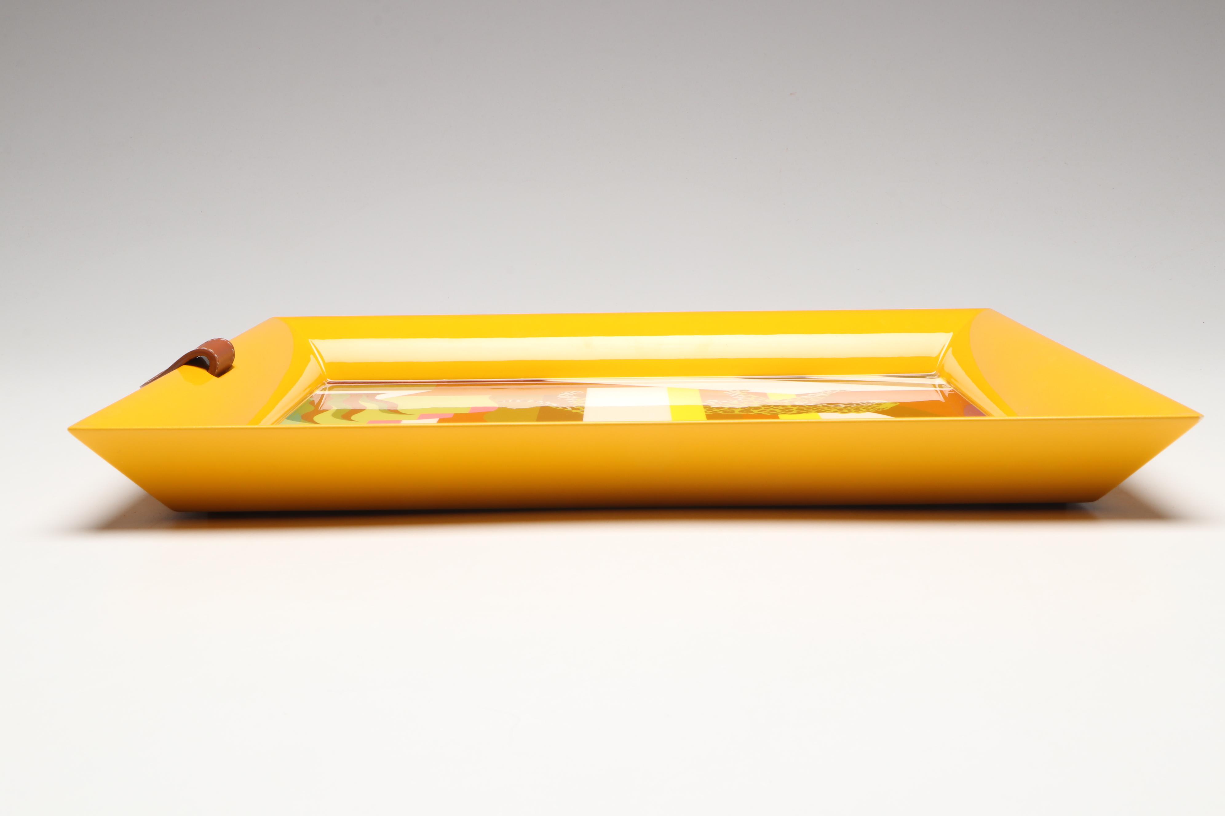 Hermès "Jaguar dans un Jardin Mexicain" Hand-Painted Lacquered Wood Tray