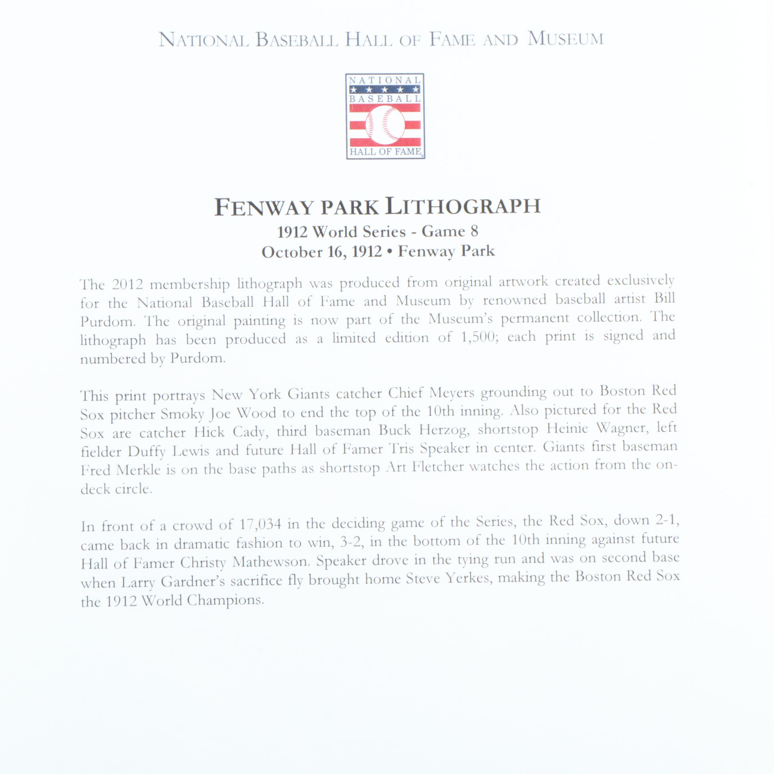 Five Limited Edition Artist Signed Prints from National Baseball Hall of Fame