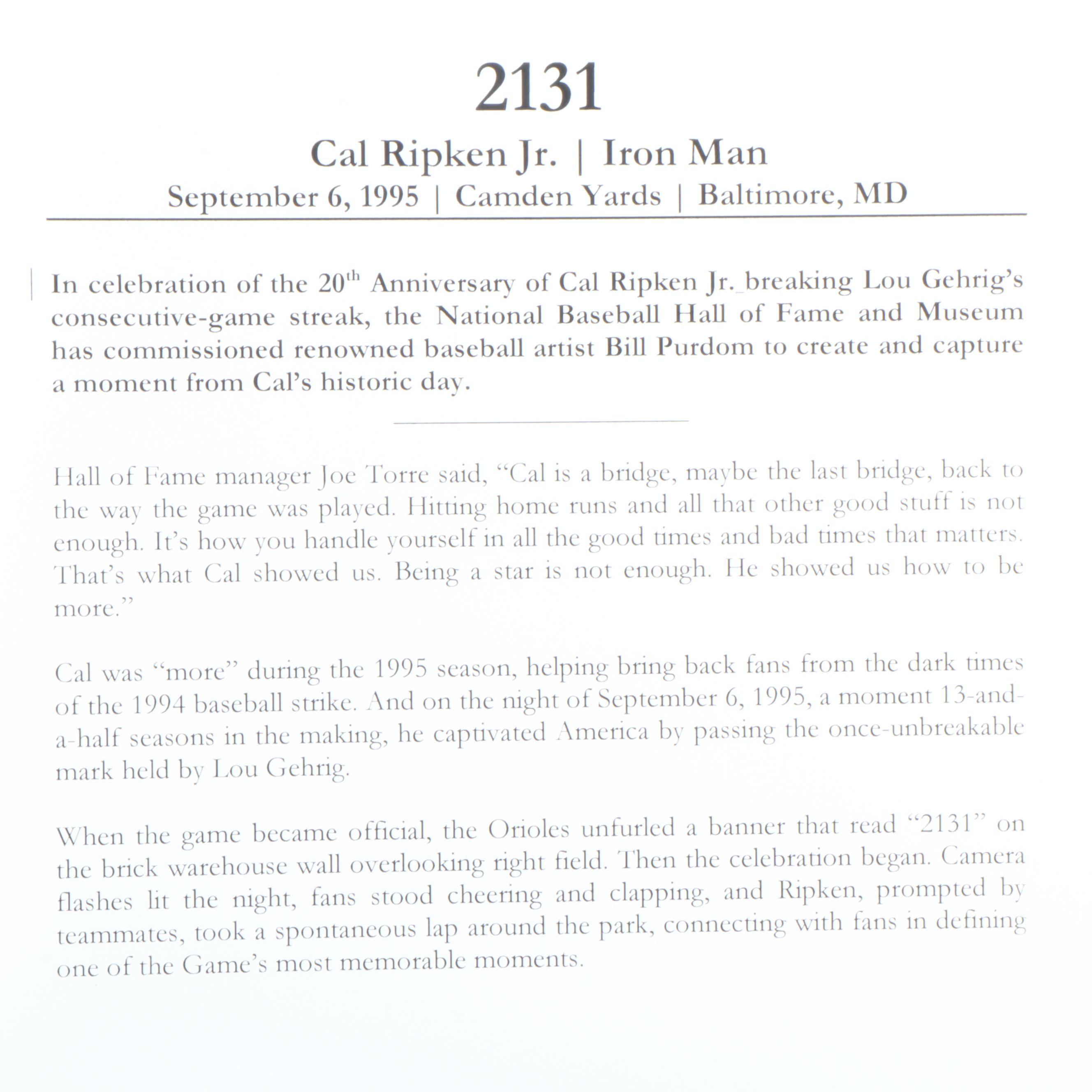 Five Limited Edition Artist Signed Prints from National Baseball Hall of Fame