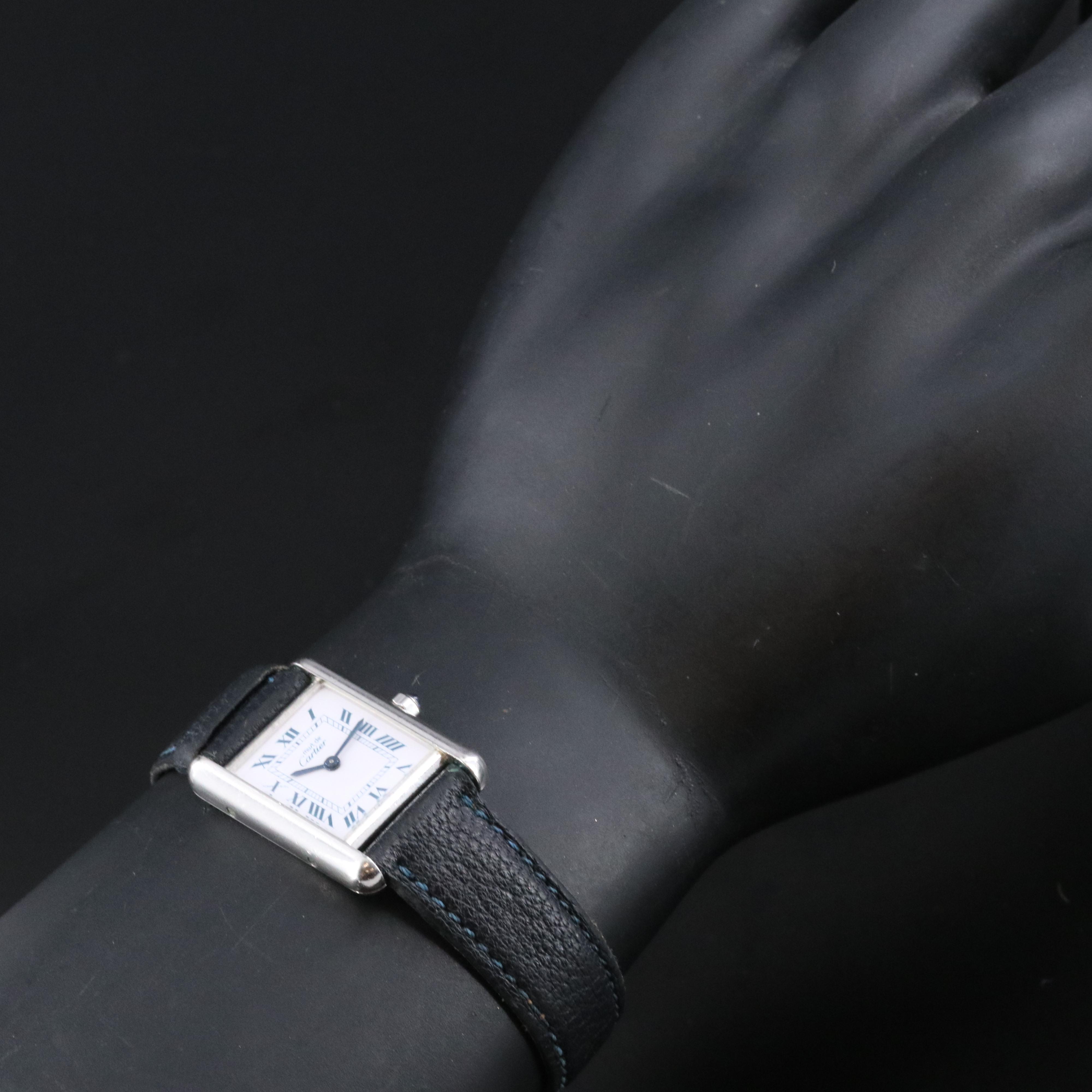 Cartier must de Cartier Sterling Silver Tank Quartz Watch