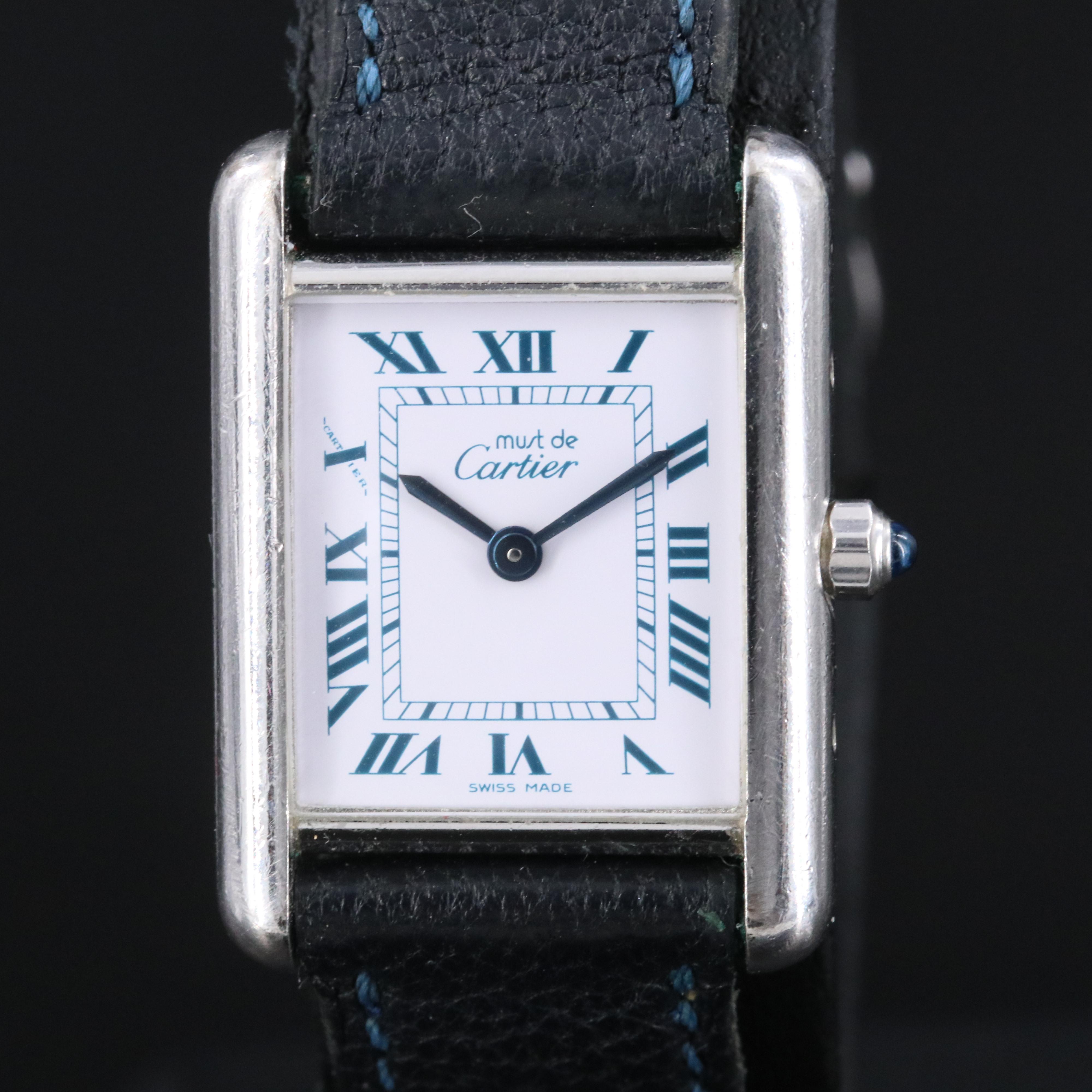 Cartier must de Cartier Sterling Silver Tank Quartz Watch