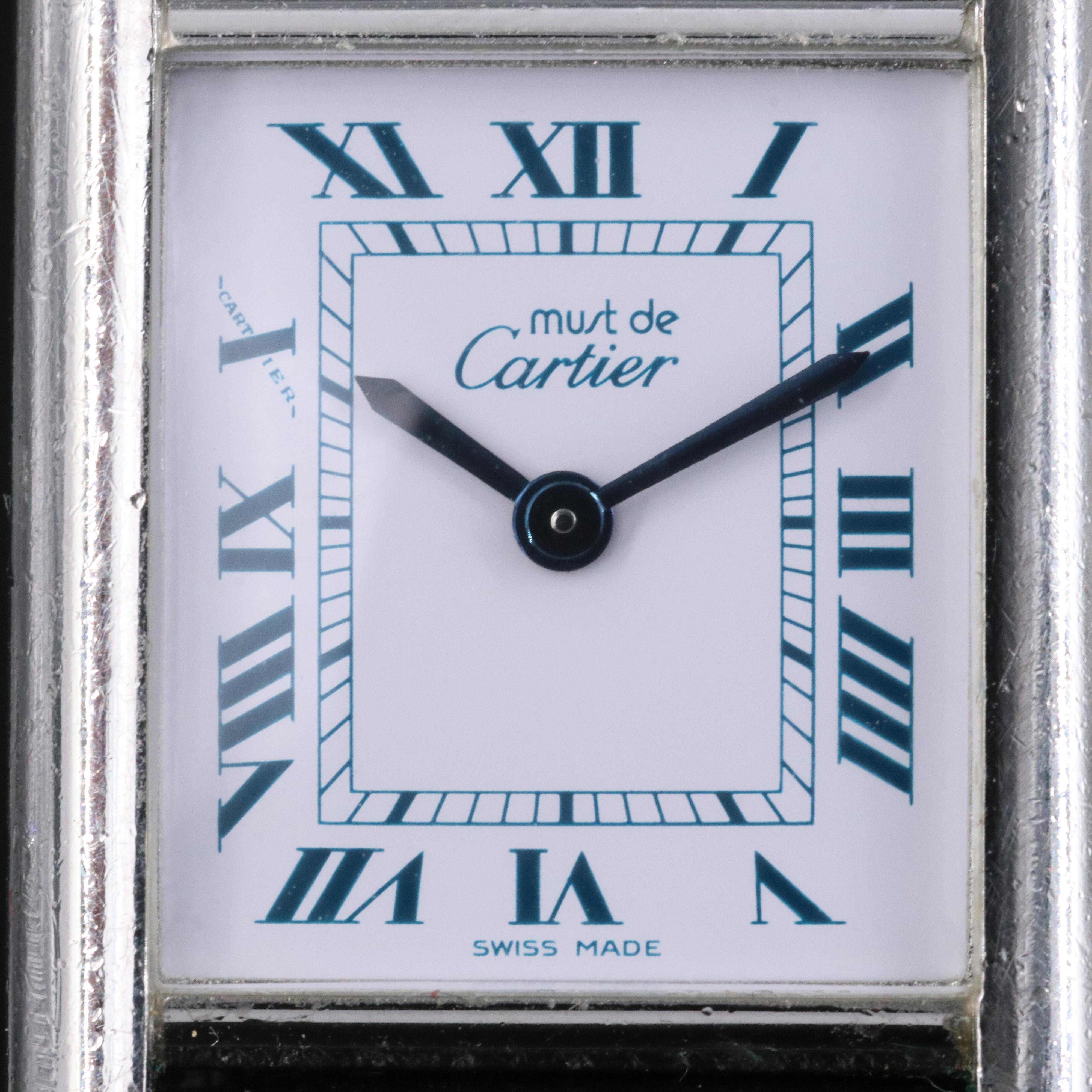 Cartier must de Cartier Sterling Silver Tank Quartz Watch