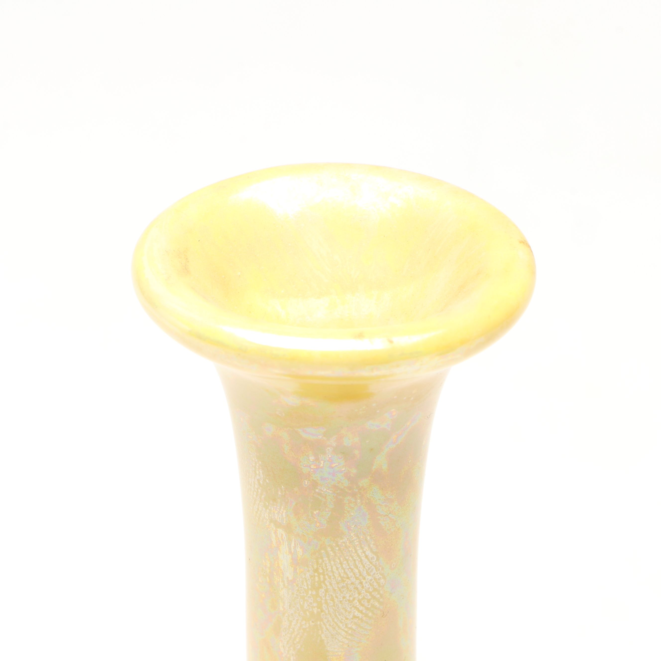 Rookwood Pottery Hand-Thrown Jug with Yellow Iridescent Bud Vase, 1884 & 1915