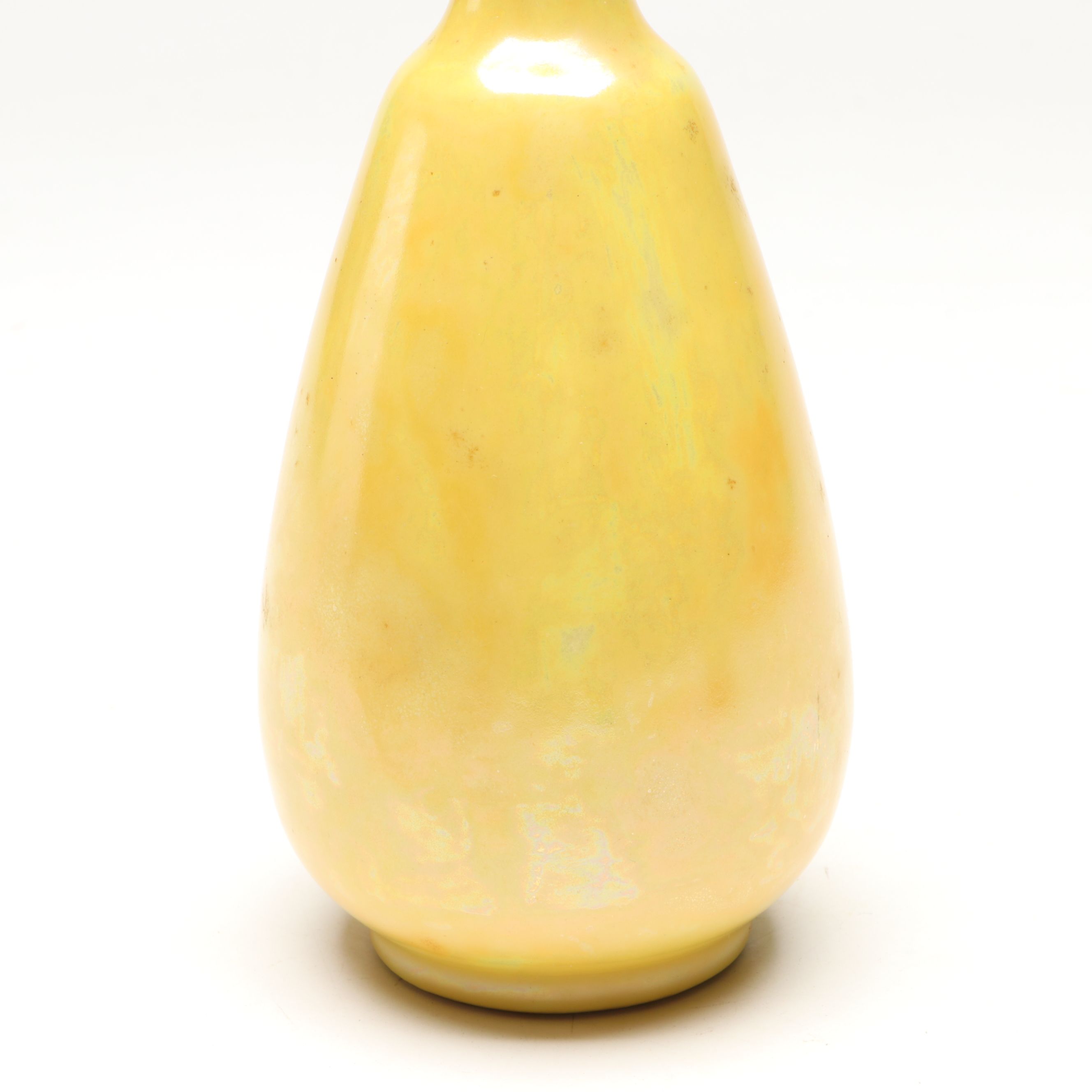 Rookwood Pottery Hand-Thrown Jug with Yellow Iridescent Bud Vase, 1884 & 1915