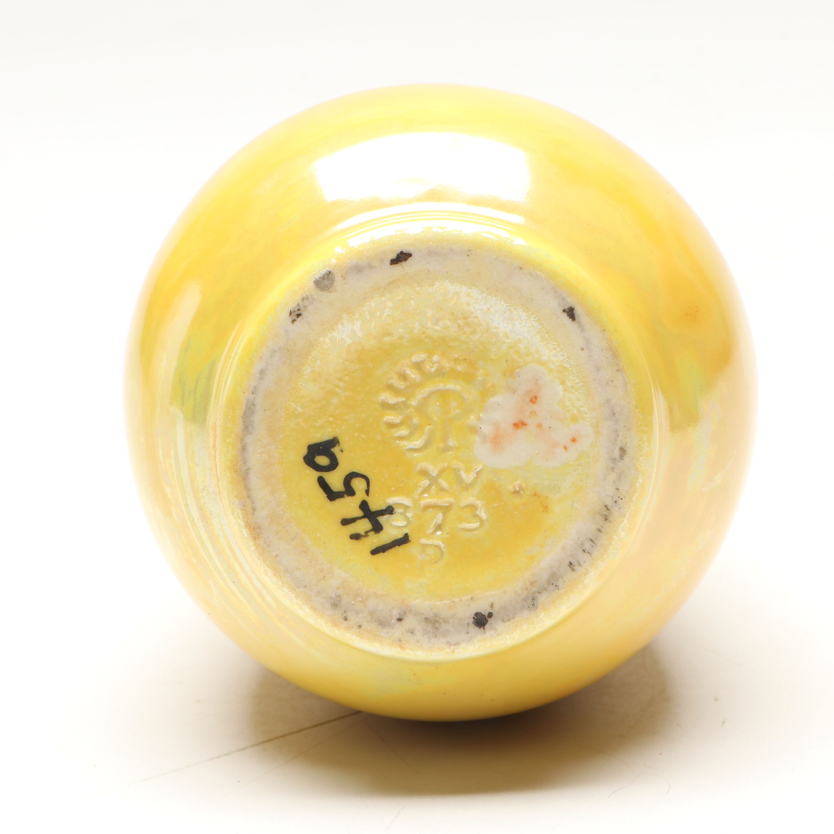 Rookwood Pottery Hand-Thrown Jug with Yellow Iridescent Bud Vase, 1884 & 1915