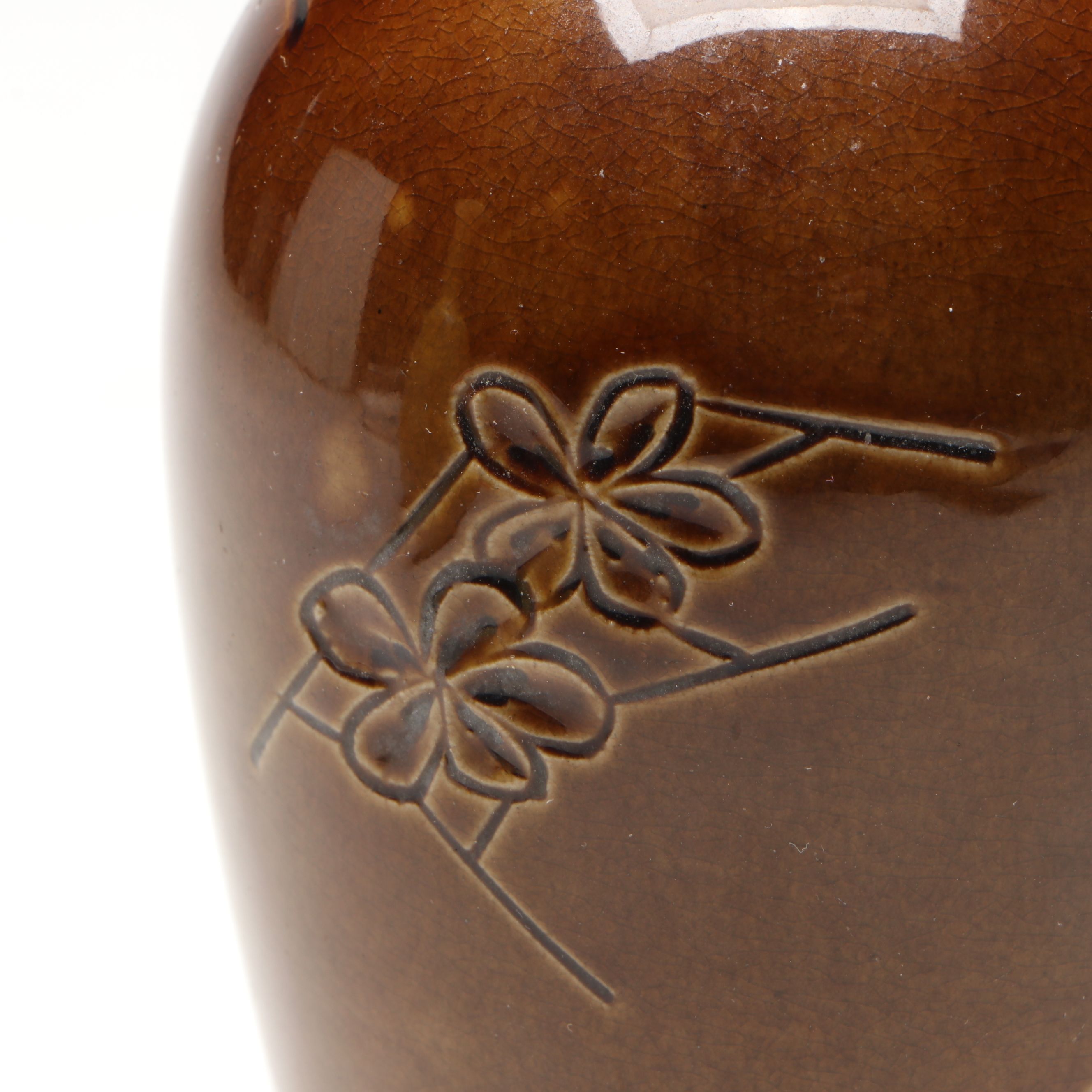 Rookwood Pottery Hand-Thrown Jug with Yellow Iridescent Bud Vase, 1884 & 1915