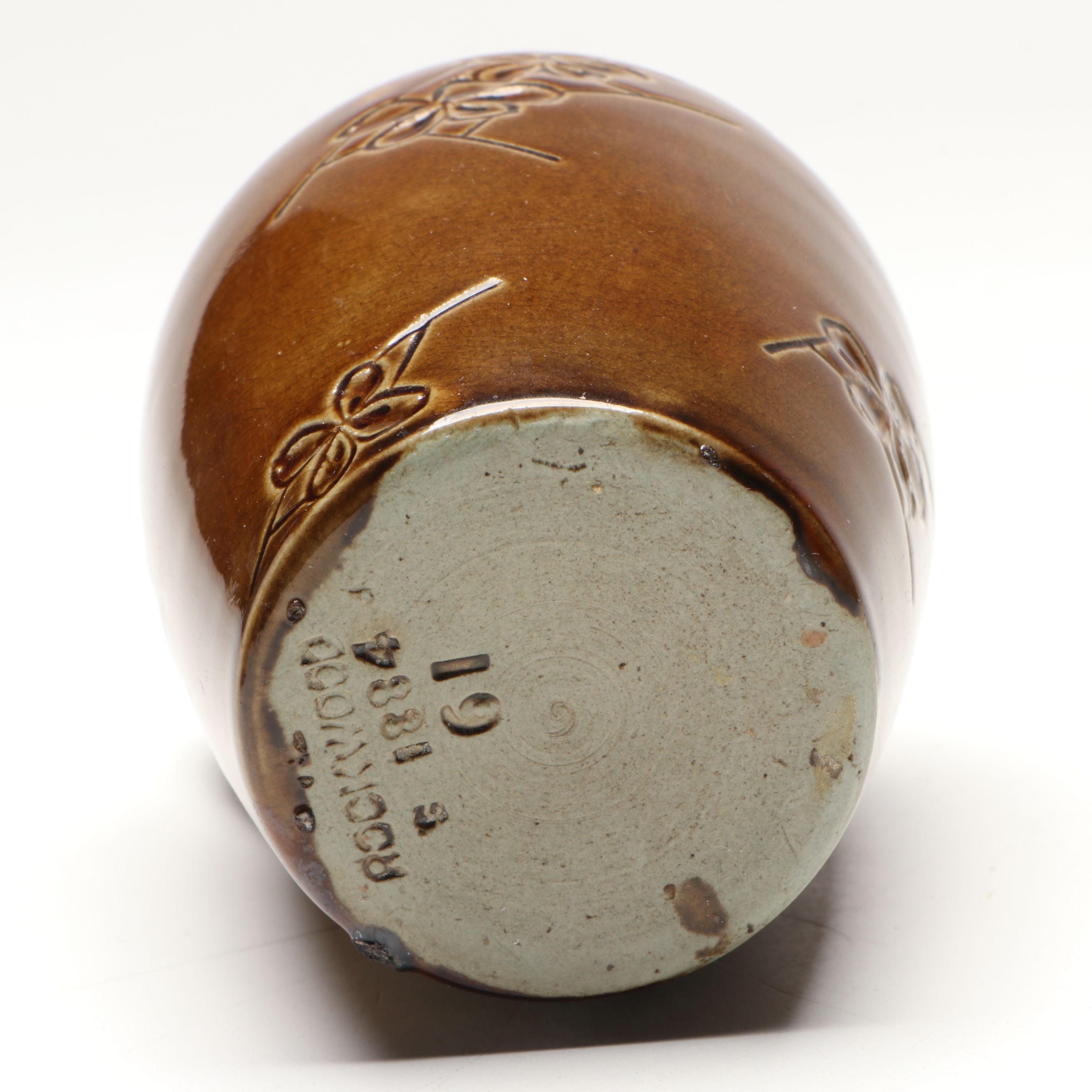 Rookwood Pottery Hand-Thrown Jug with Yellow Iridescent Bud Vase, 1884 & 1915