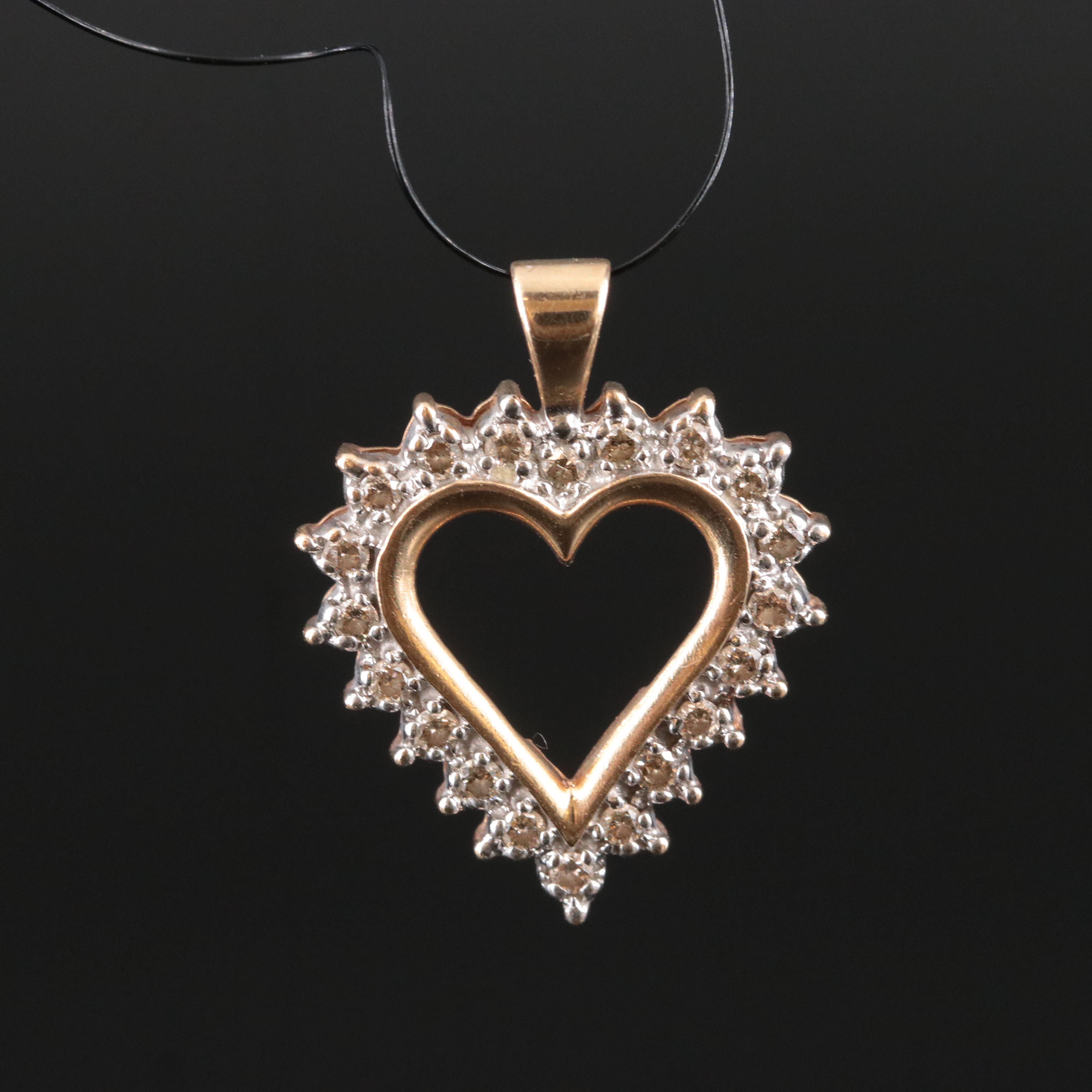 10K 0.25 CTW Diamond Heart Pendant