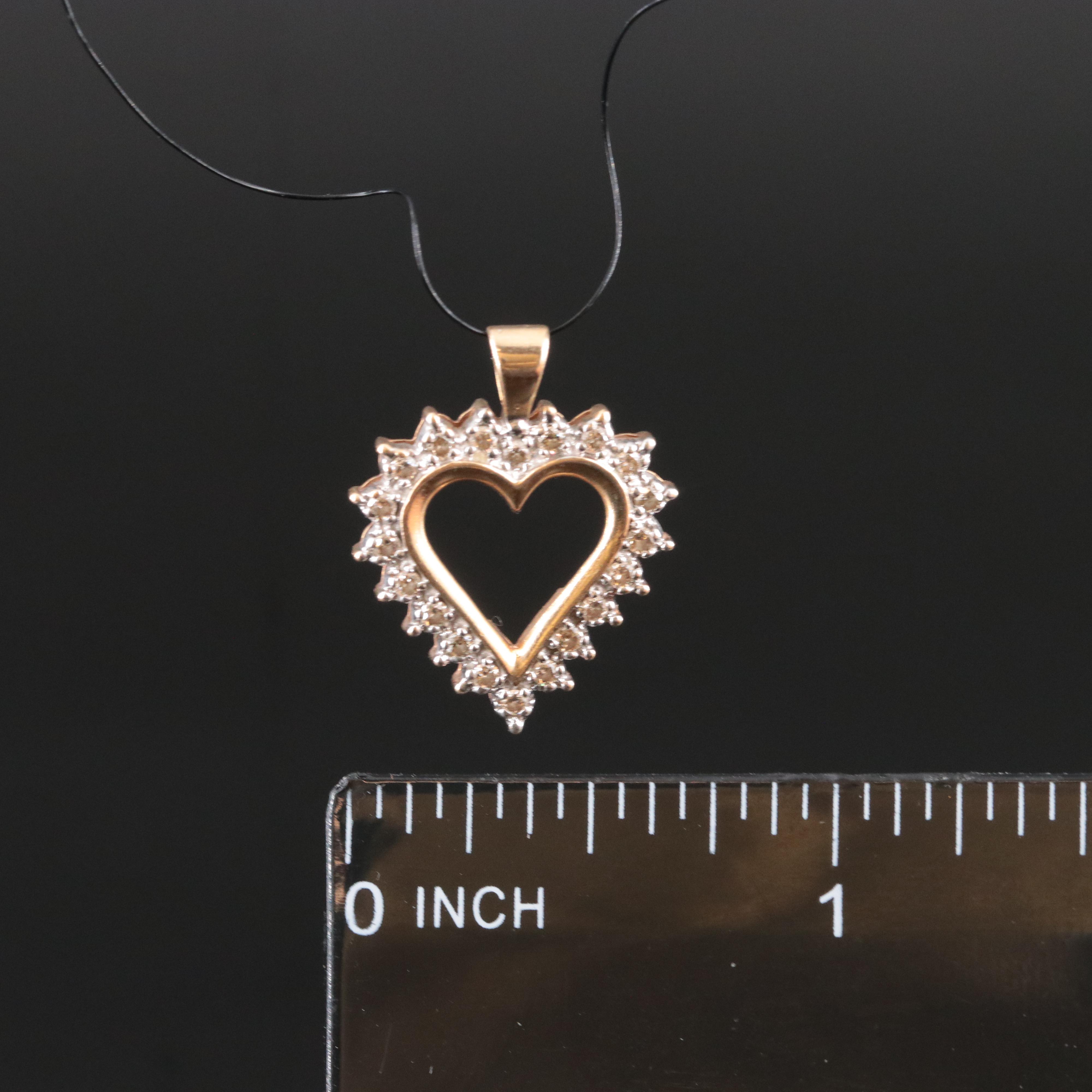 10K 0.25 CTW Diamond Heart Pendant