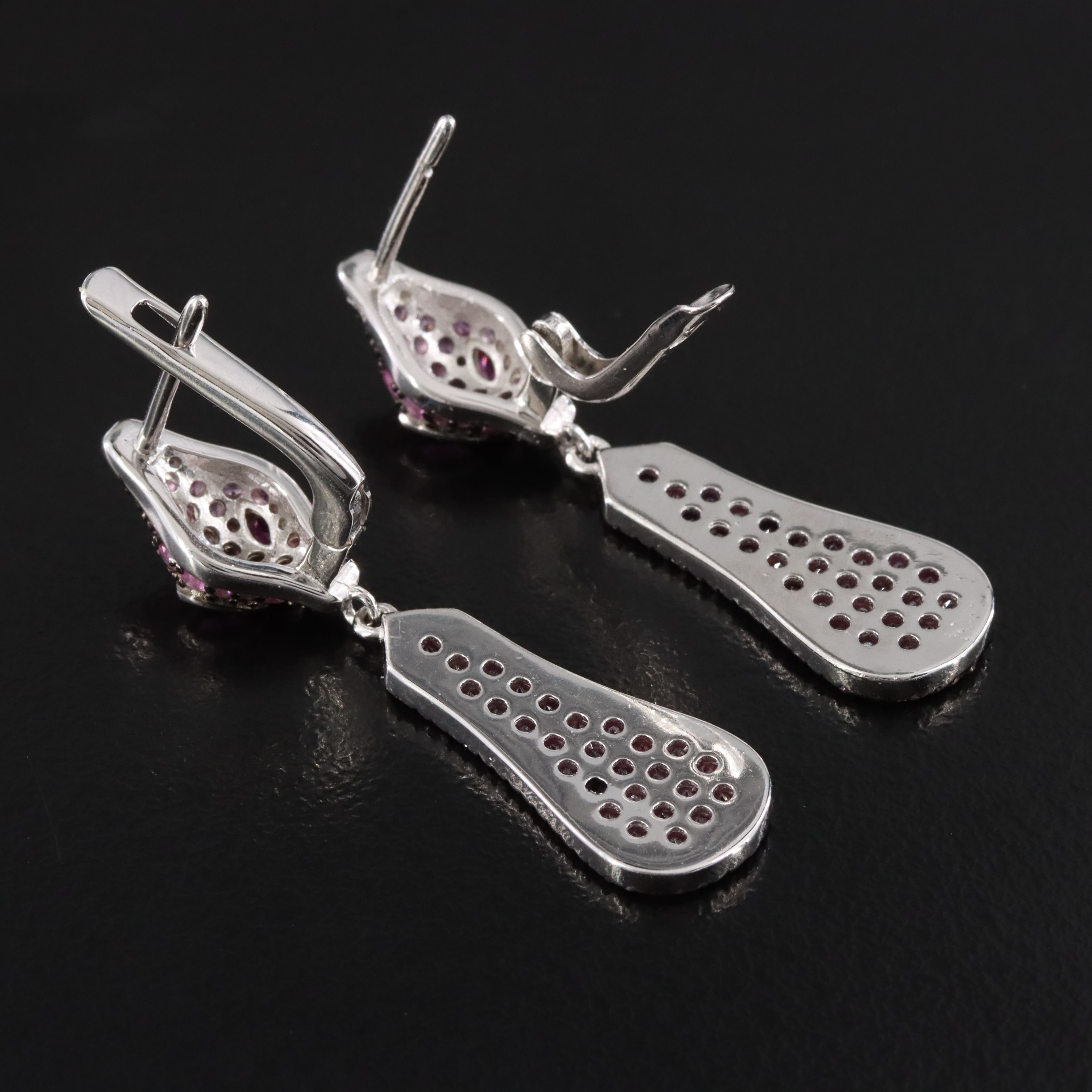 Sterling Pavé Pink Sapphire and Ruby Snake Earrings