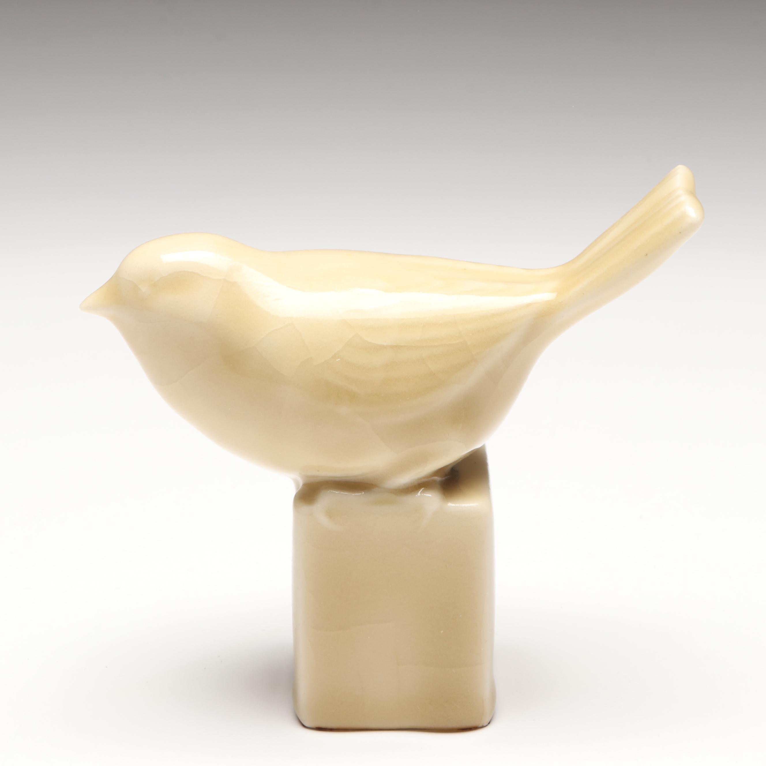 Rookwood Pottery Bird Figurine, Fish Bowl, and Planter, Early to Mid-20th C.