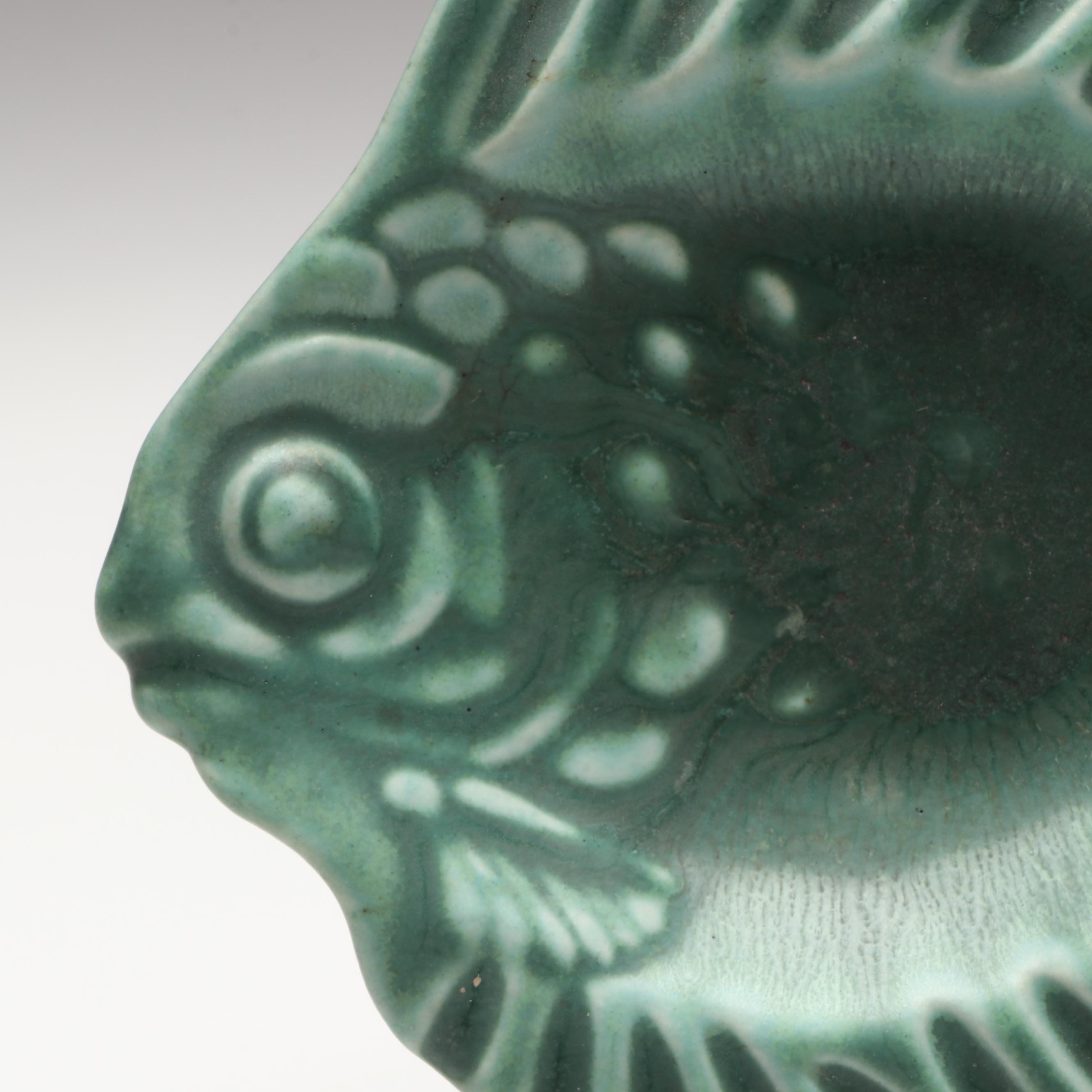 Rookwood Pottery Bird Figurine, Fish Bowl, and Planter, Early to Mid-20th C.