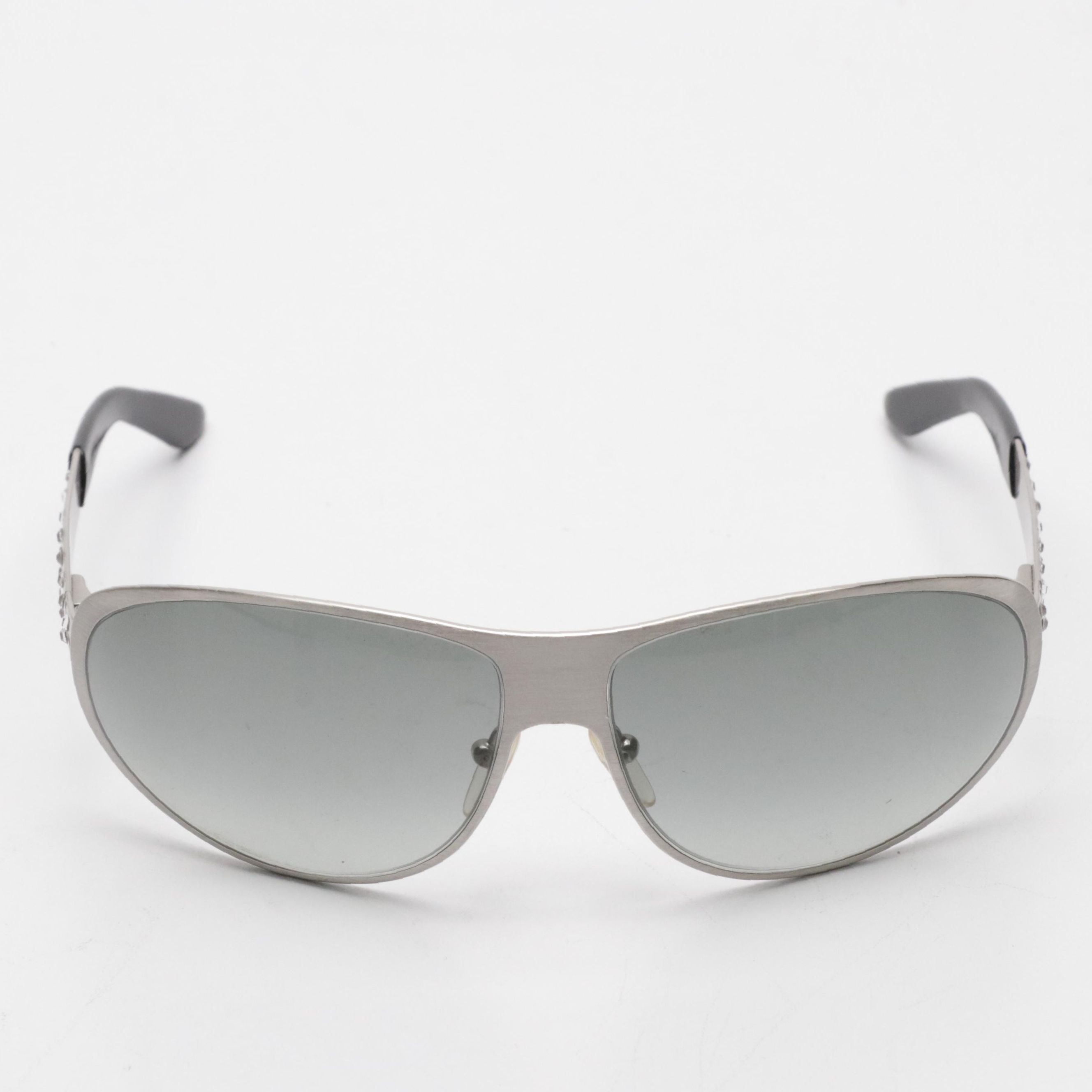 Prada SPR59I 1BC-3M1 Rhinestone Embellished Chrome Strass Wrap Sunglasses