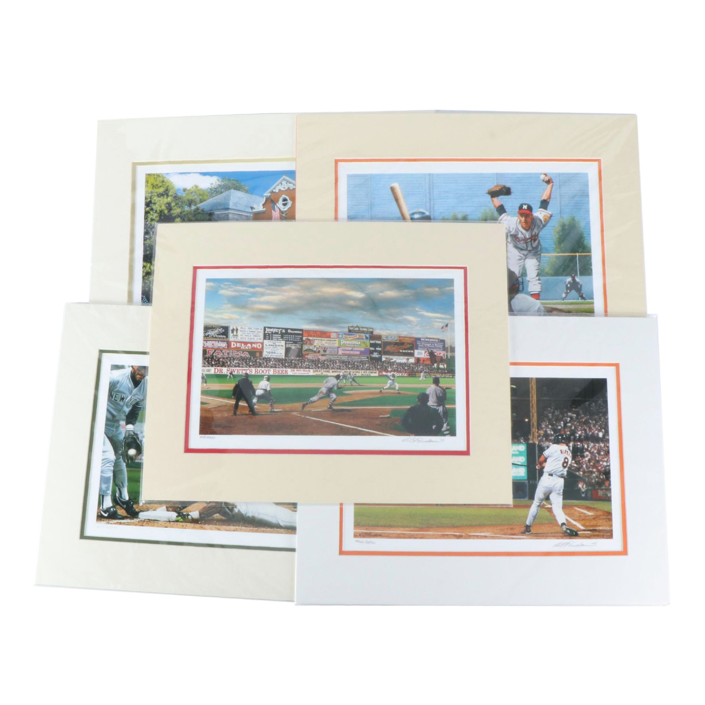 Five Limited Edition Artist Signed Prints from National Baseball Hall of Fame