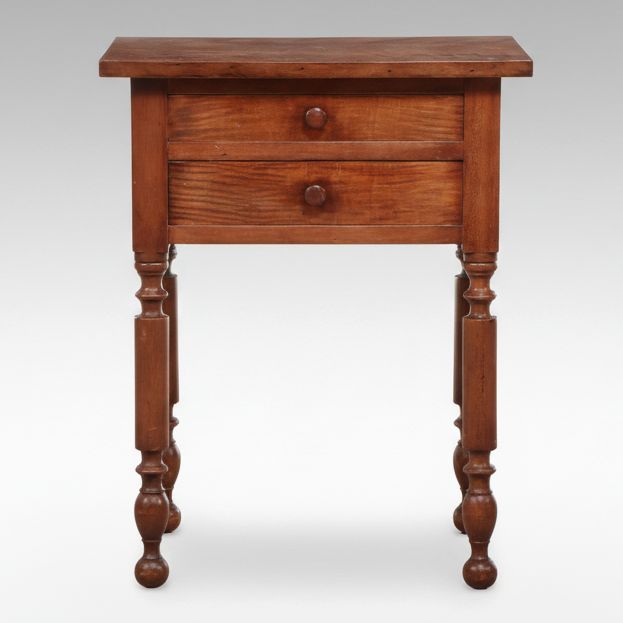 American Primitive Cherry Two-Drawer Stand, Mid-19th Century