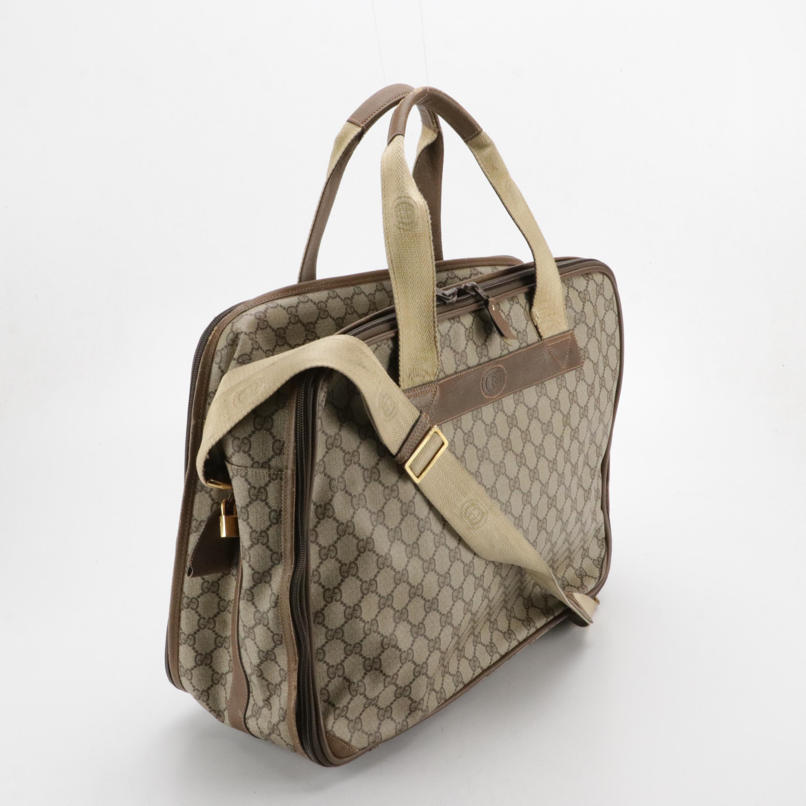 Gucci Three-Compartment Two-Way Travel Bag in GG Supreme Canvas and Leather