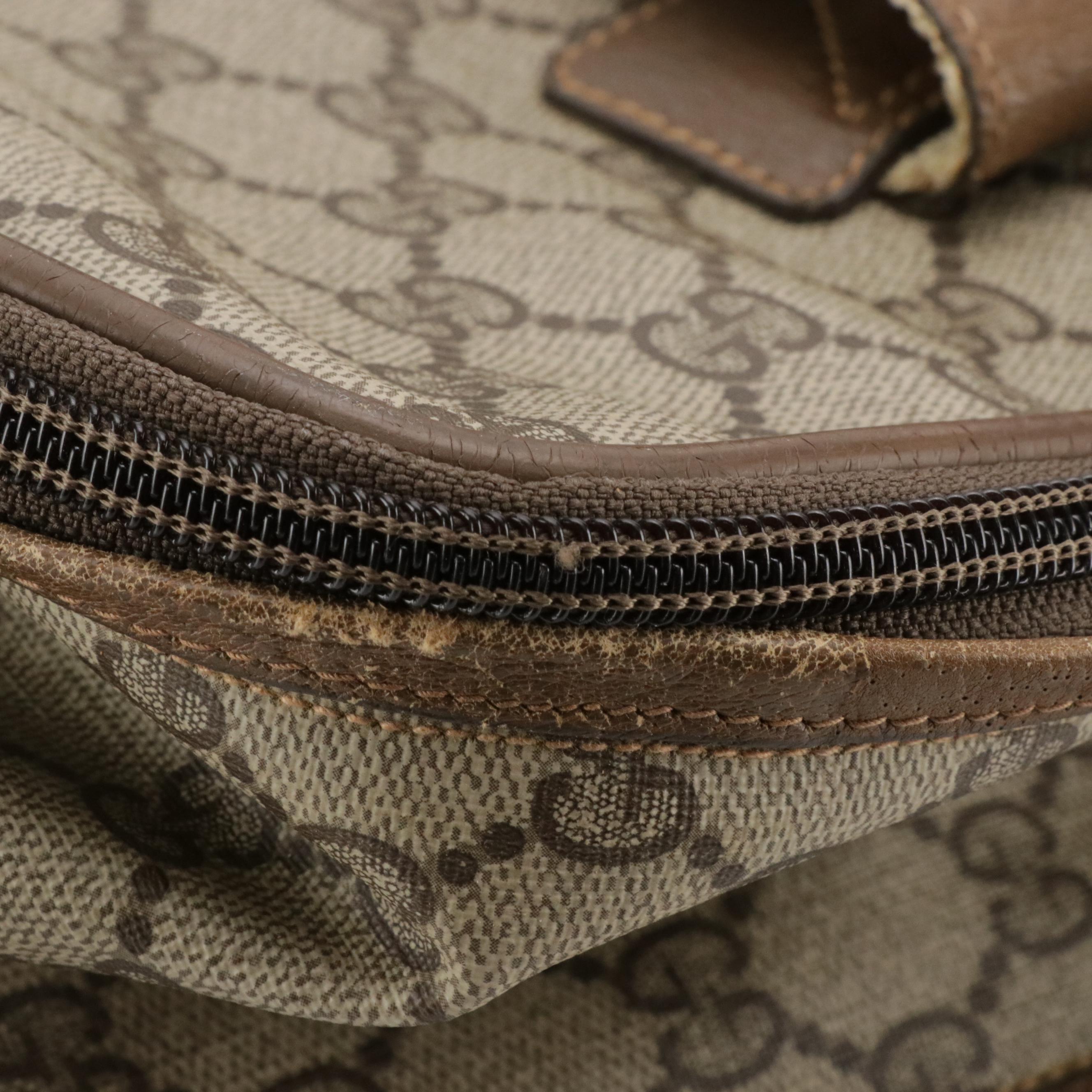 Gucci Three-Compartment Two-Way Travel Bag in GG Supreme Canvas and Leather