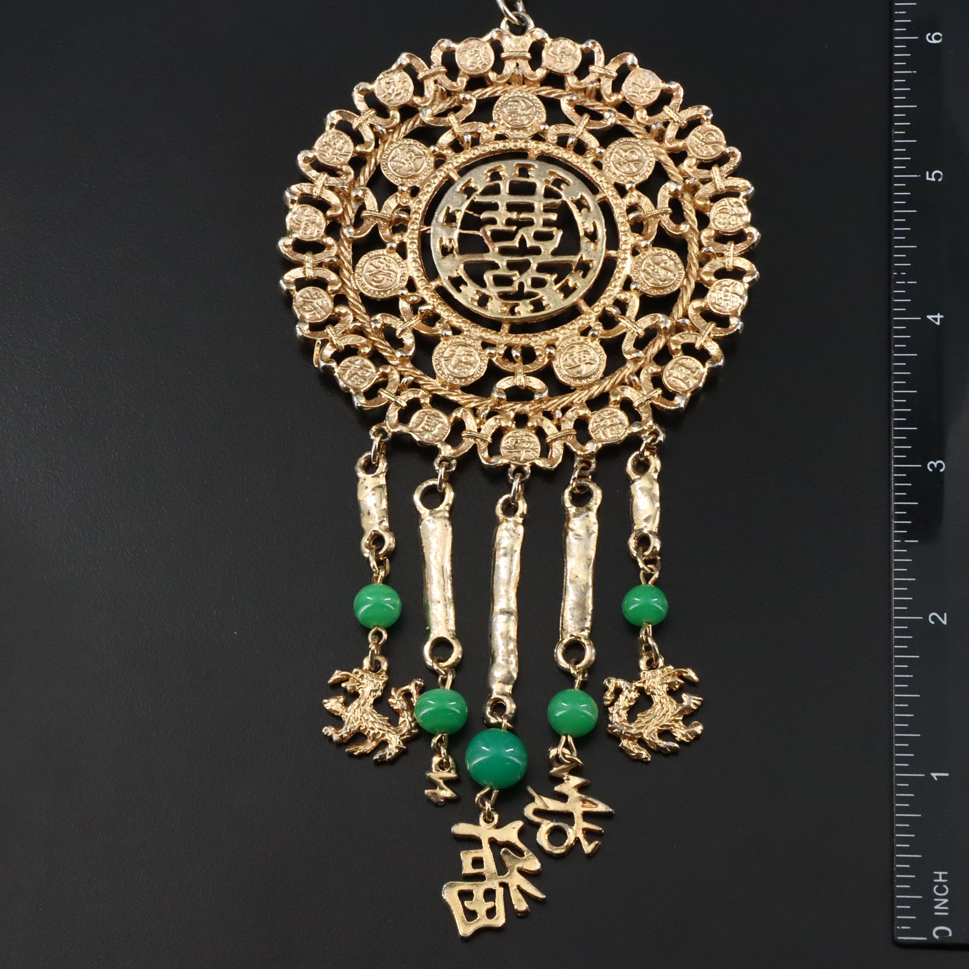 1970s Goldette Chinese "Double Happiness" Necklace
