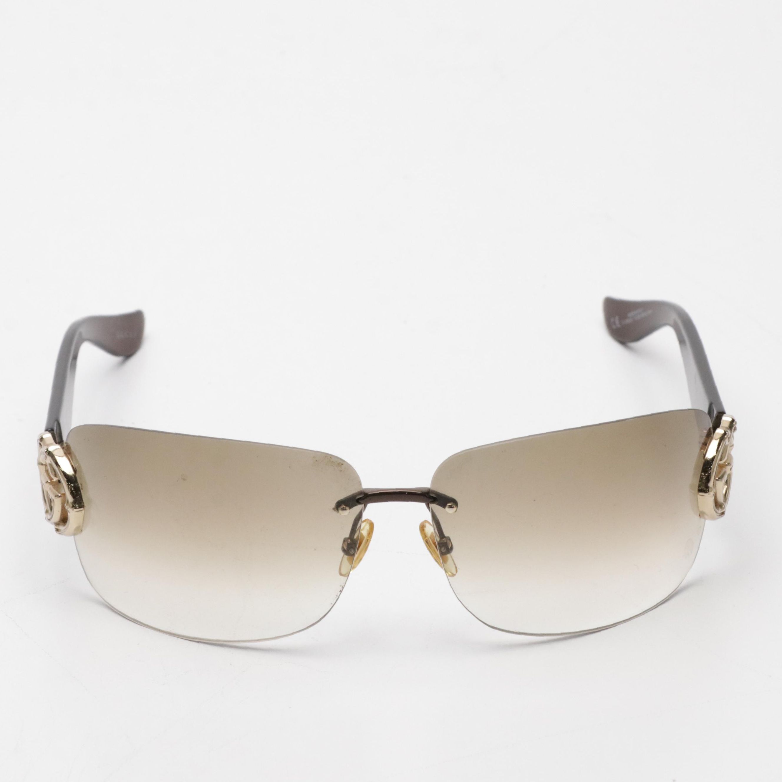 Gucci GG2833/S Gradient Lens Rimless Sunglasses with Case