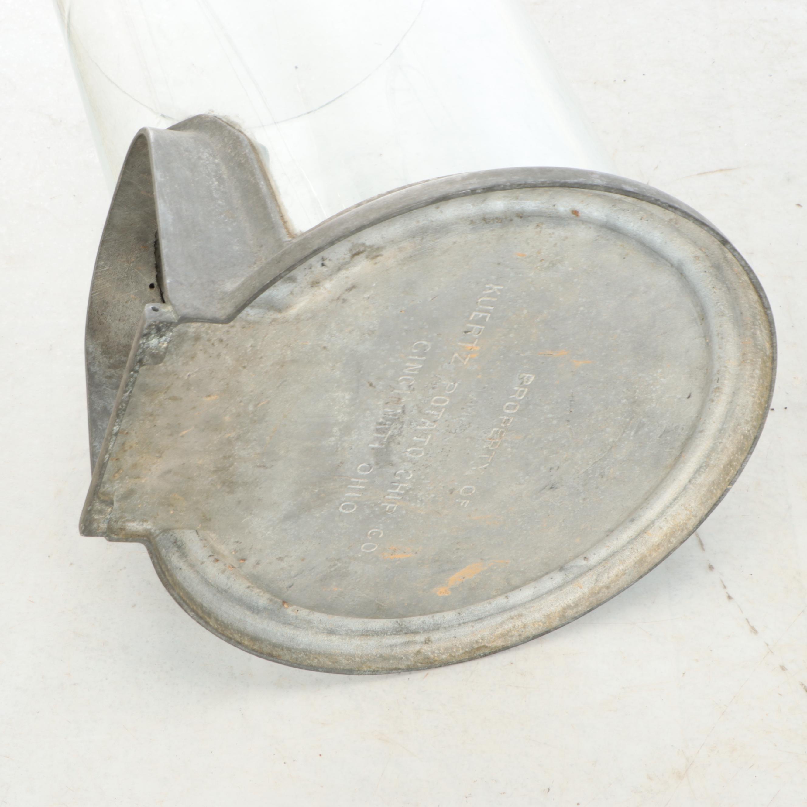 Cincinnati Kuertz Potato Chip Co. Spherical Glass and Metal Vintage Container