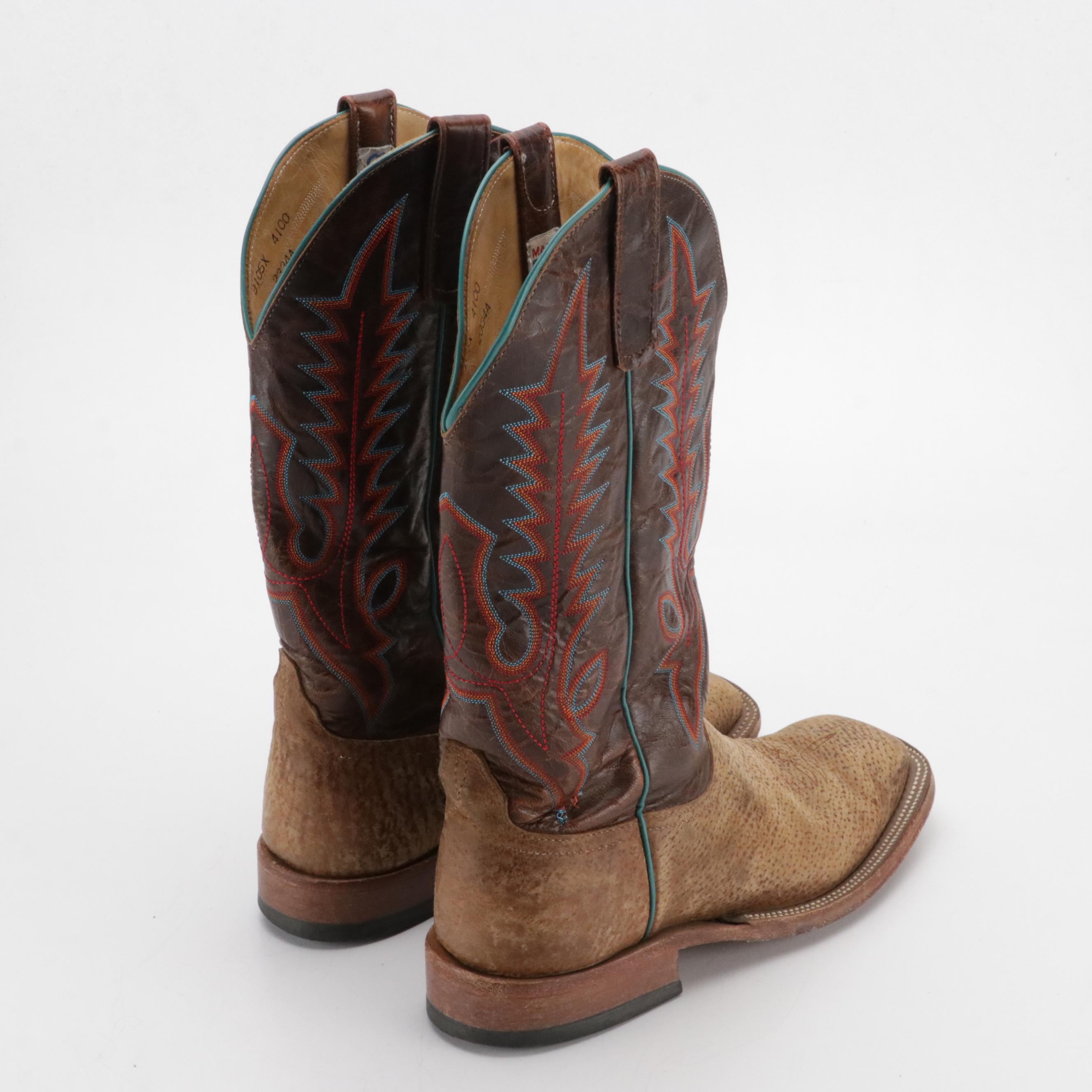 Men's Anderson Bean Boot Company Tooled Leather Square-Toe Western Boots
