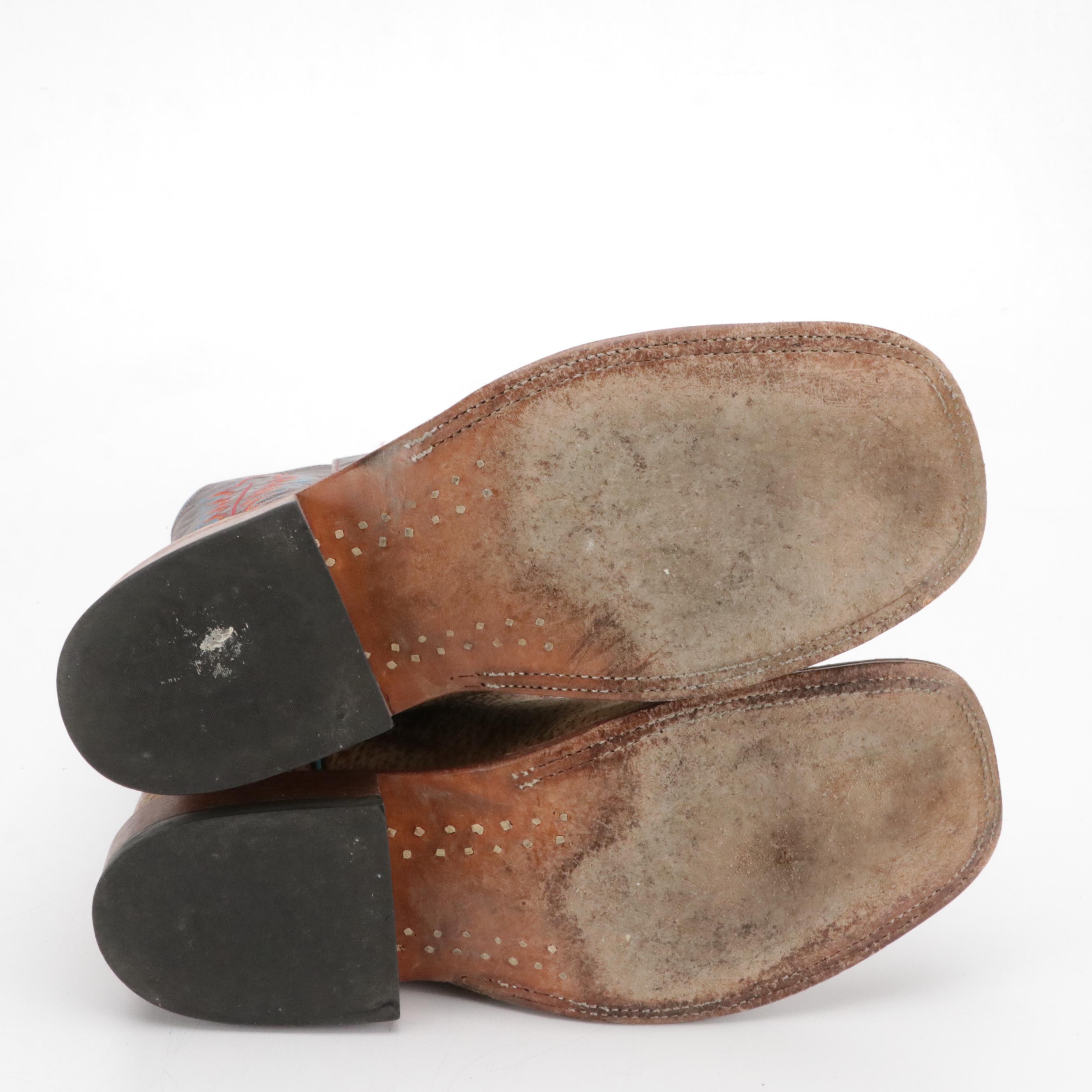 Men's Anderson Bean Boot Company Tooled Leather Square-Toe Western Boots