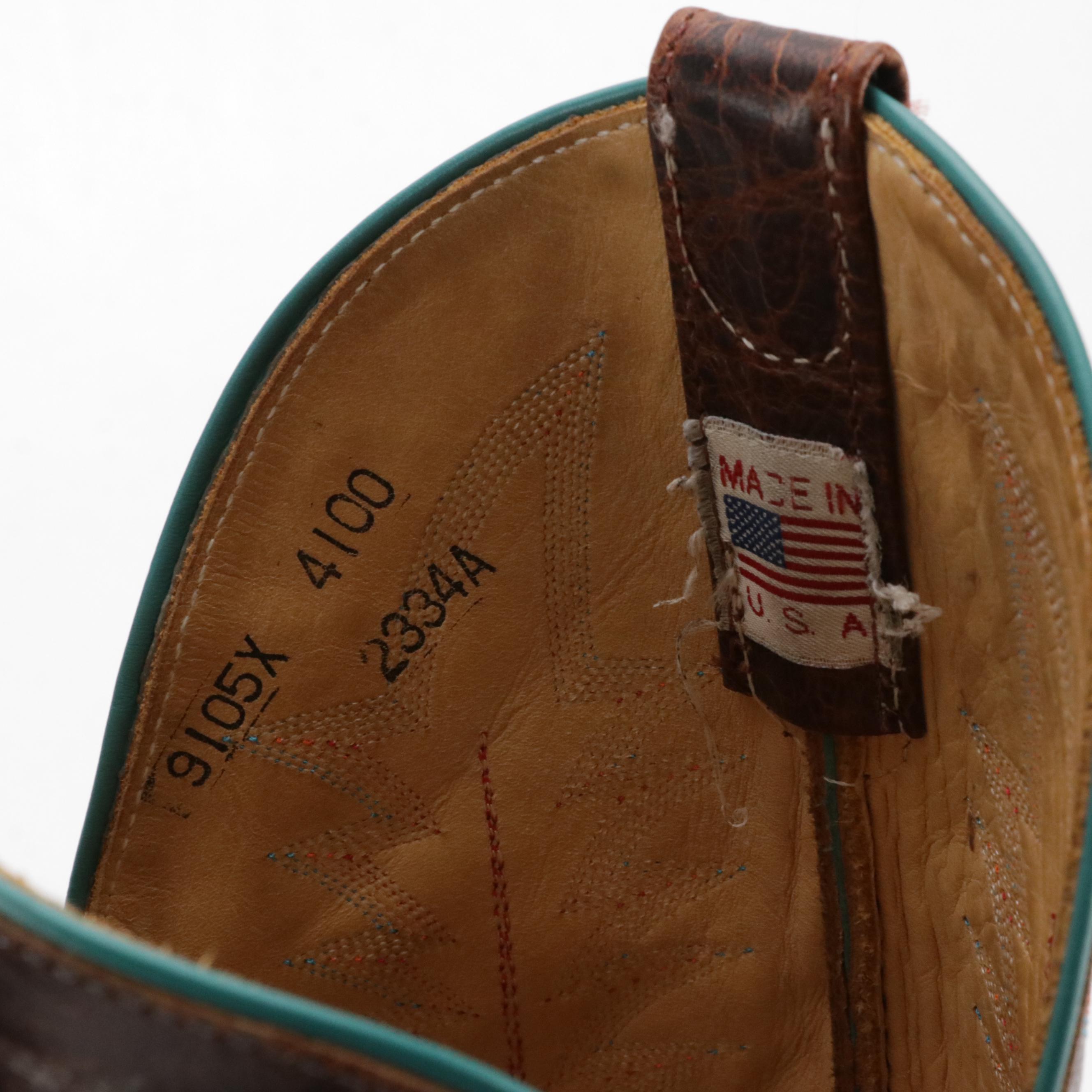 Men's Anderson Bean Boot Company Tooled Leather Square-Toe Western Boots