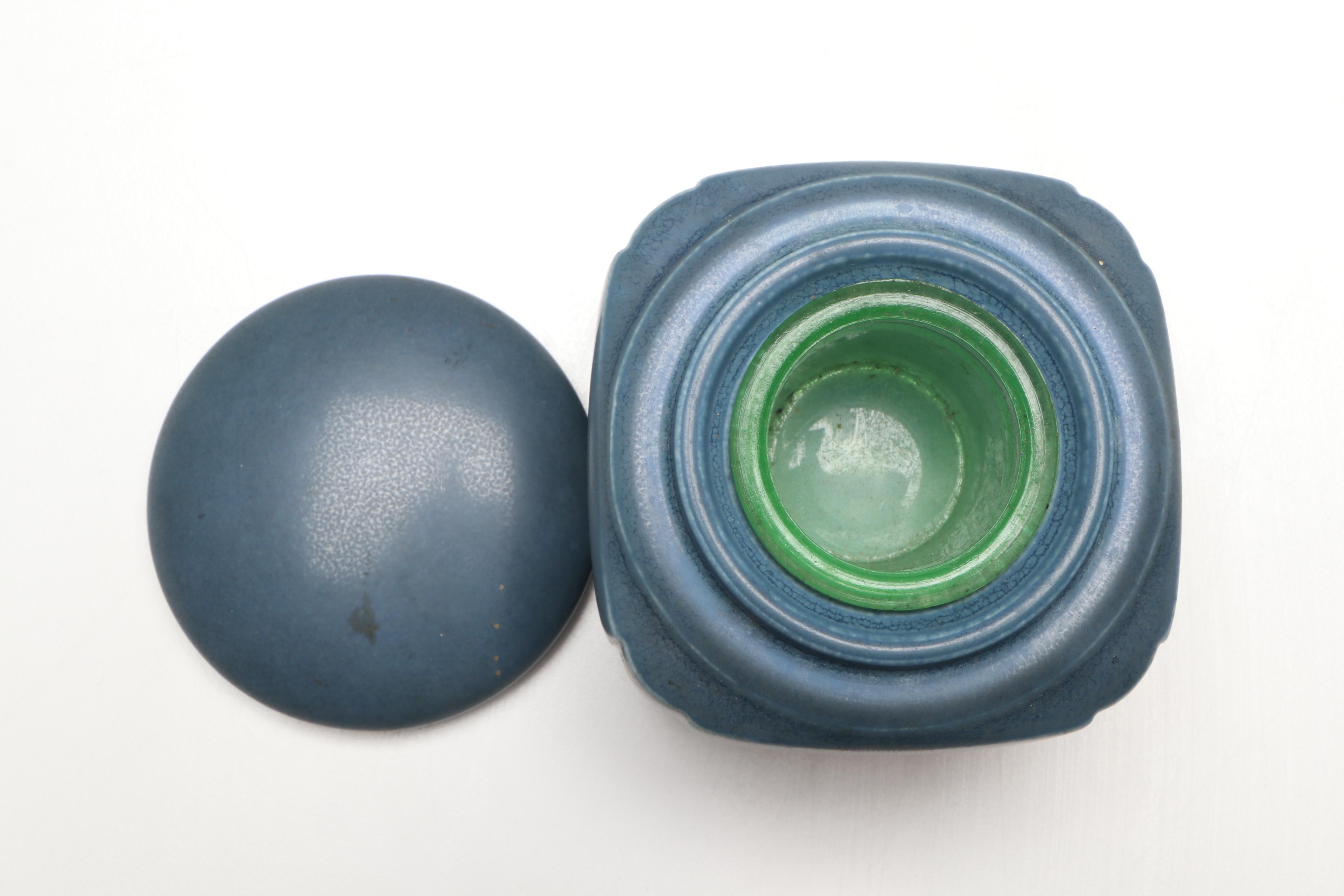 Rookwood Pottery Ceramic Letter Box, Tray, and Inkwell