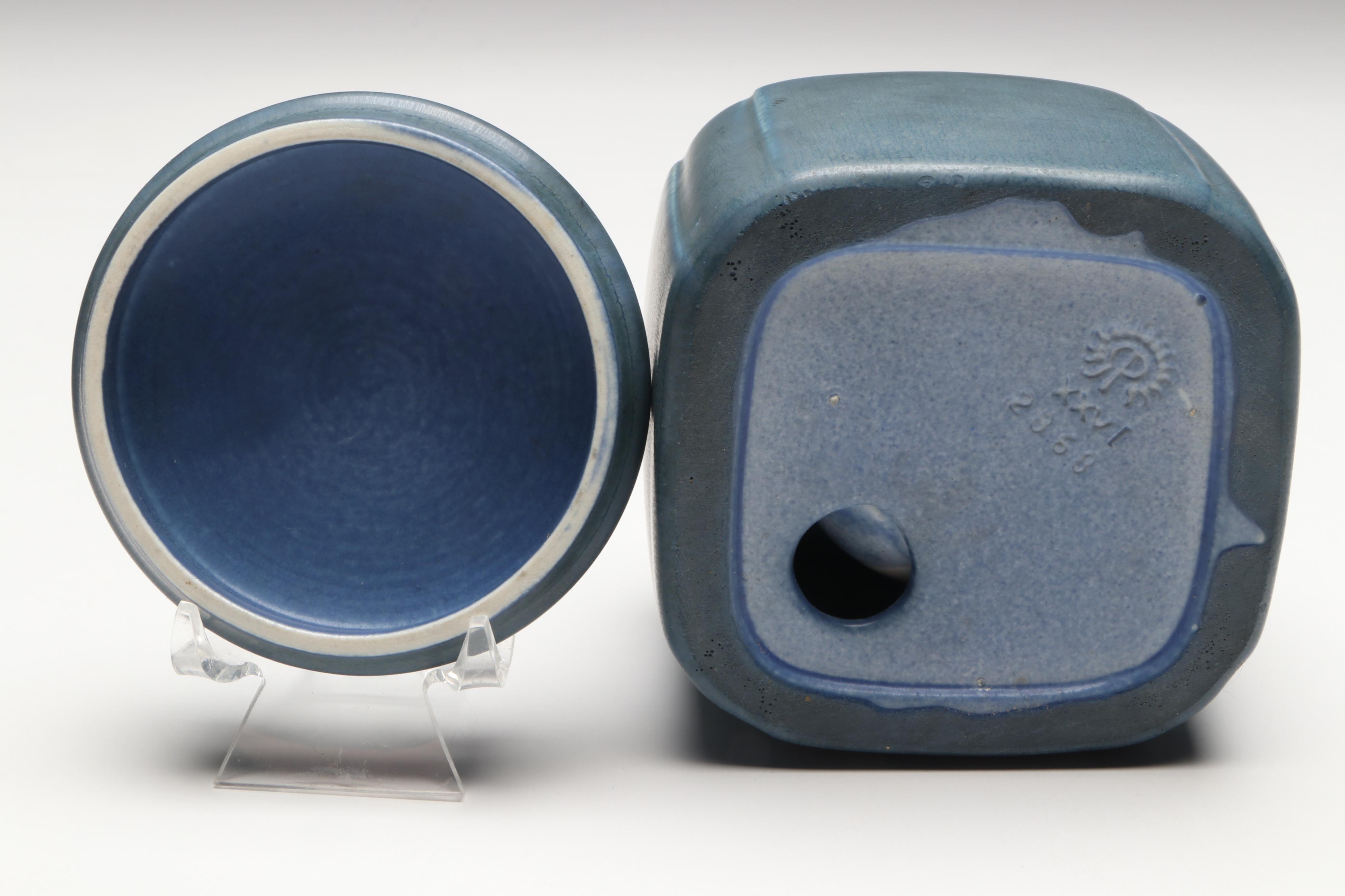 Rookwood Pottery Ceramic Letter Box, Tray, and Inkwell