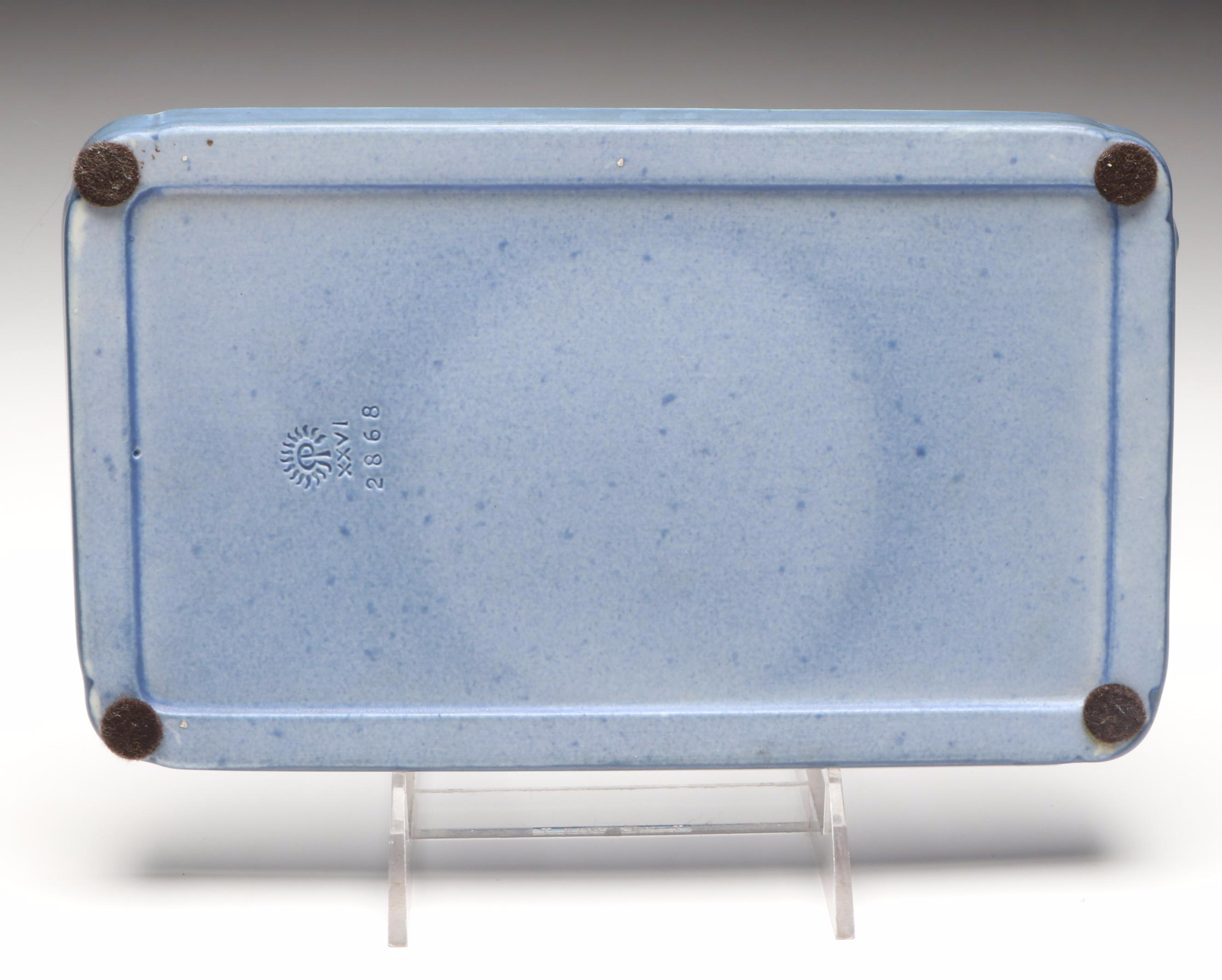 Rookwood Pottery Ceramic Letter Box, Tray, and Inkwell