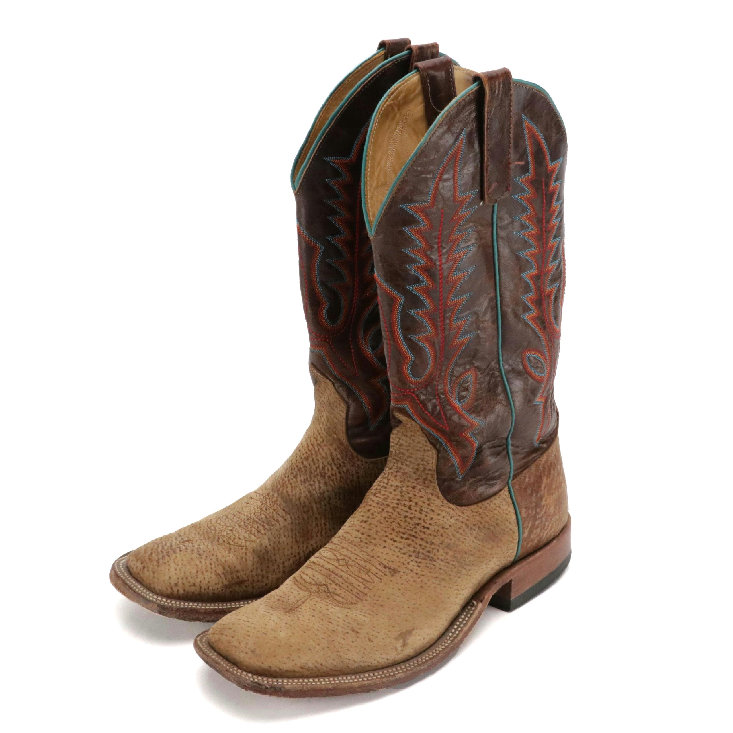 Men's Anderson Bean Boot Company Tooled Leather Square-Toe Western Boots
