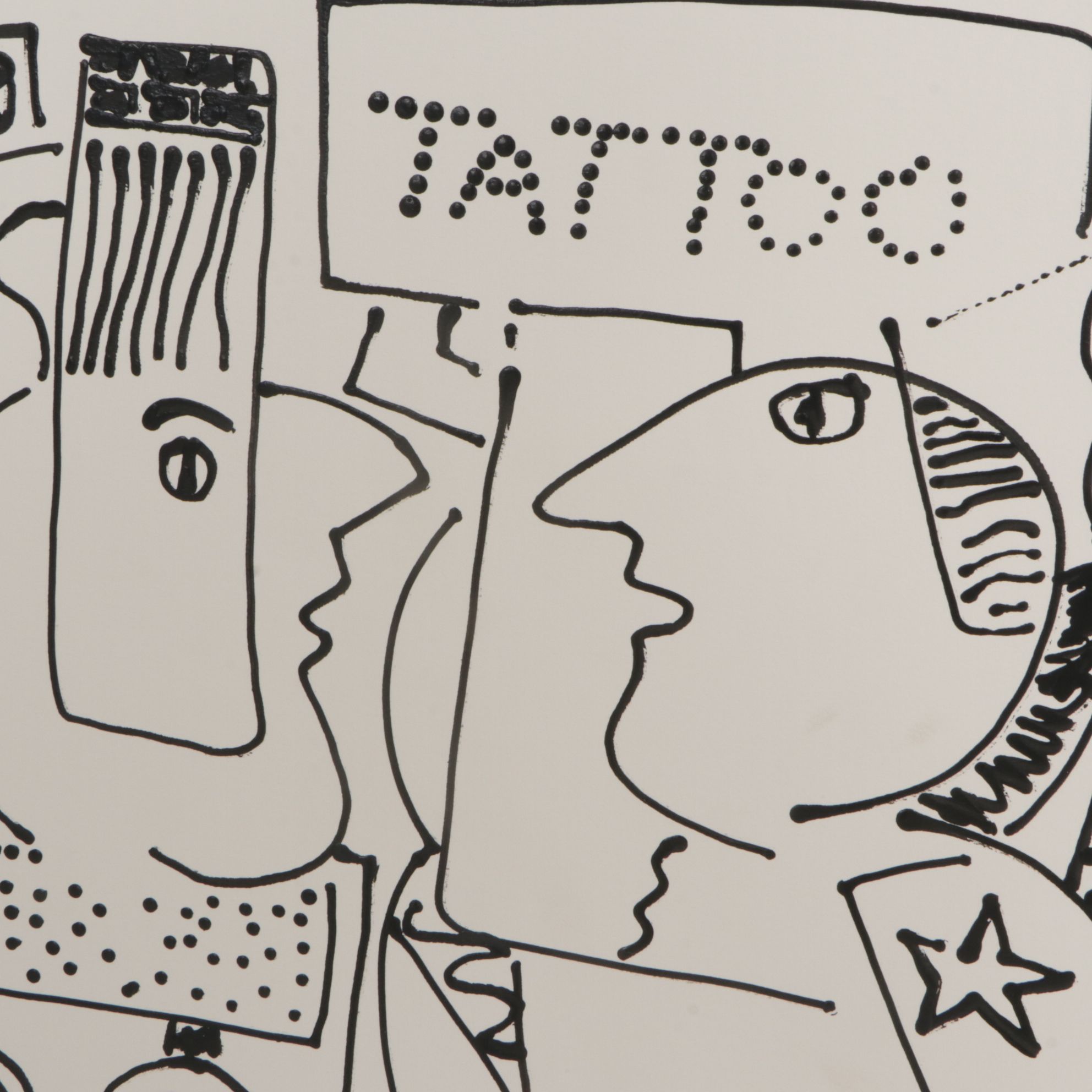 Stuart Fink Abstract Cubist Style Ink Painting, Late 20th to Early 21st Century