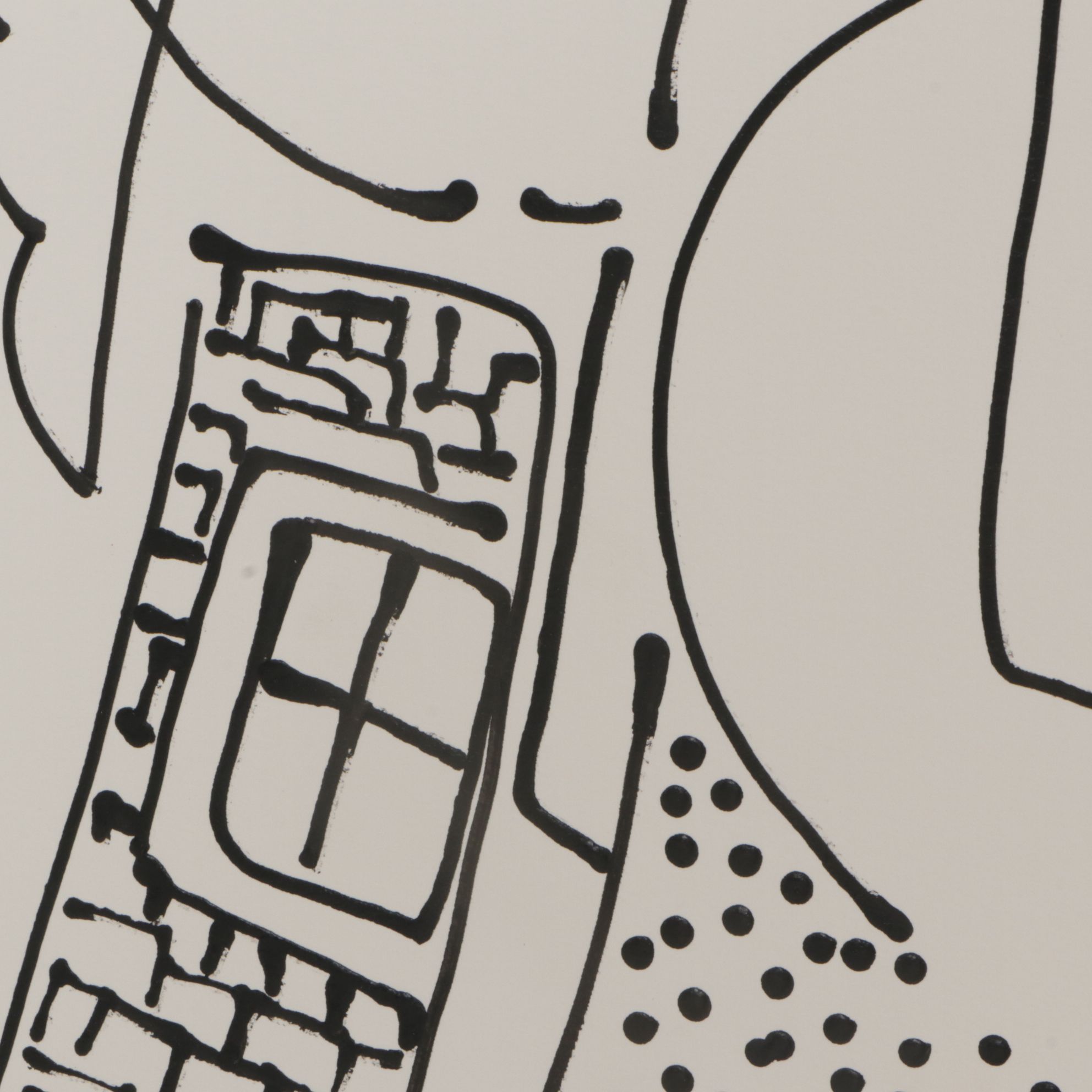 Stuart Fink Abstract Cubist Style Ink Painting, Late 20th to Early 21st Century