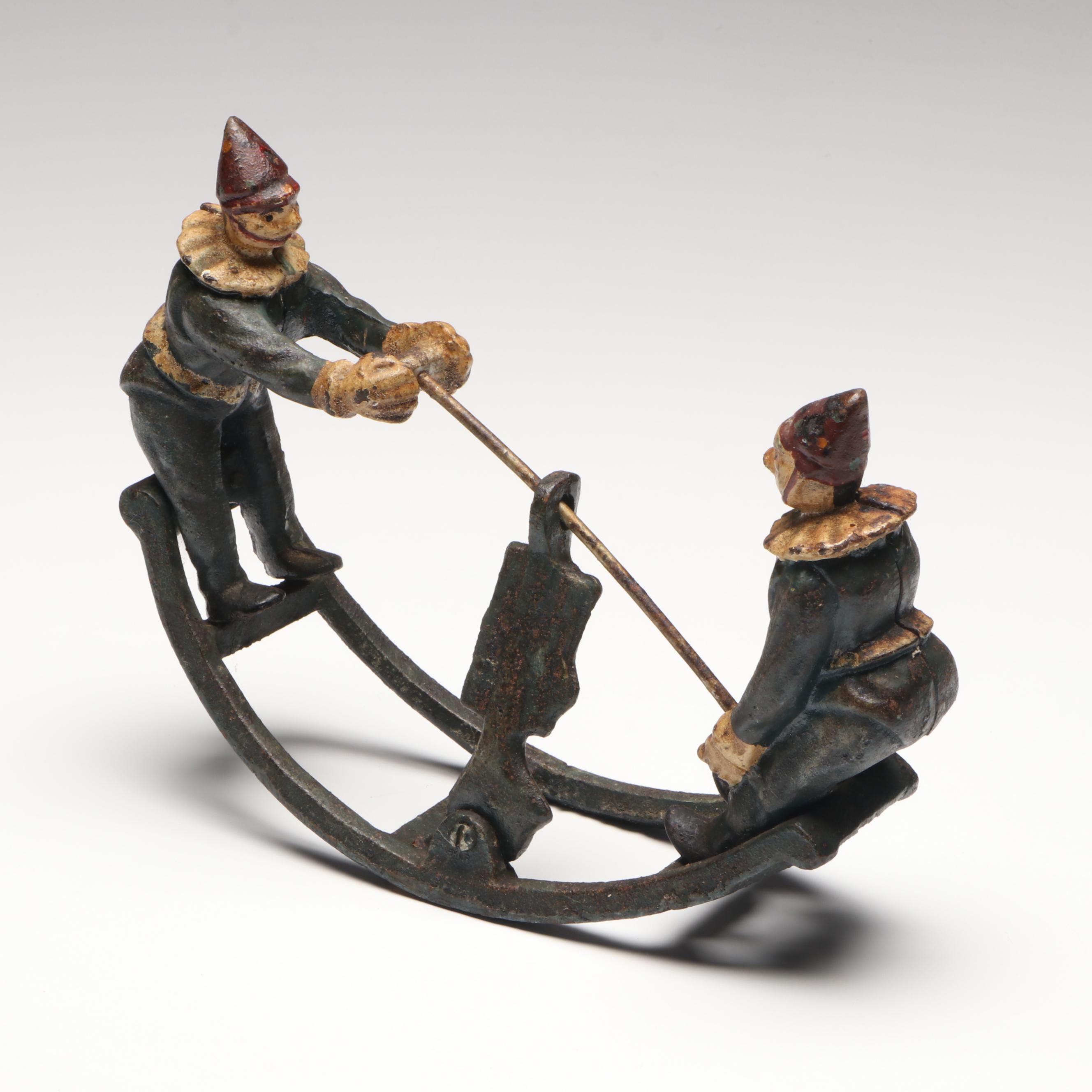 Polychrome Cast Iron Clown Teeter-Totter